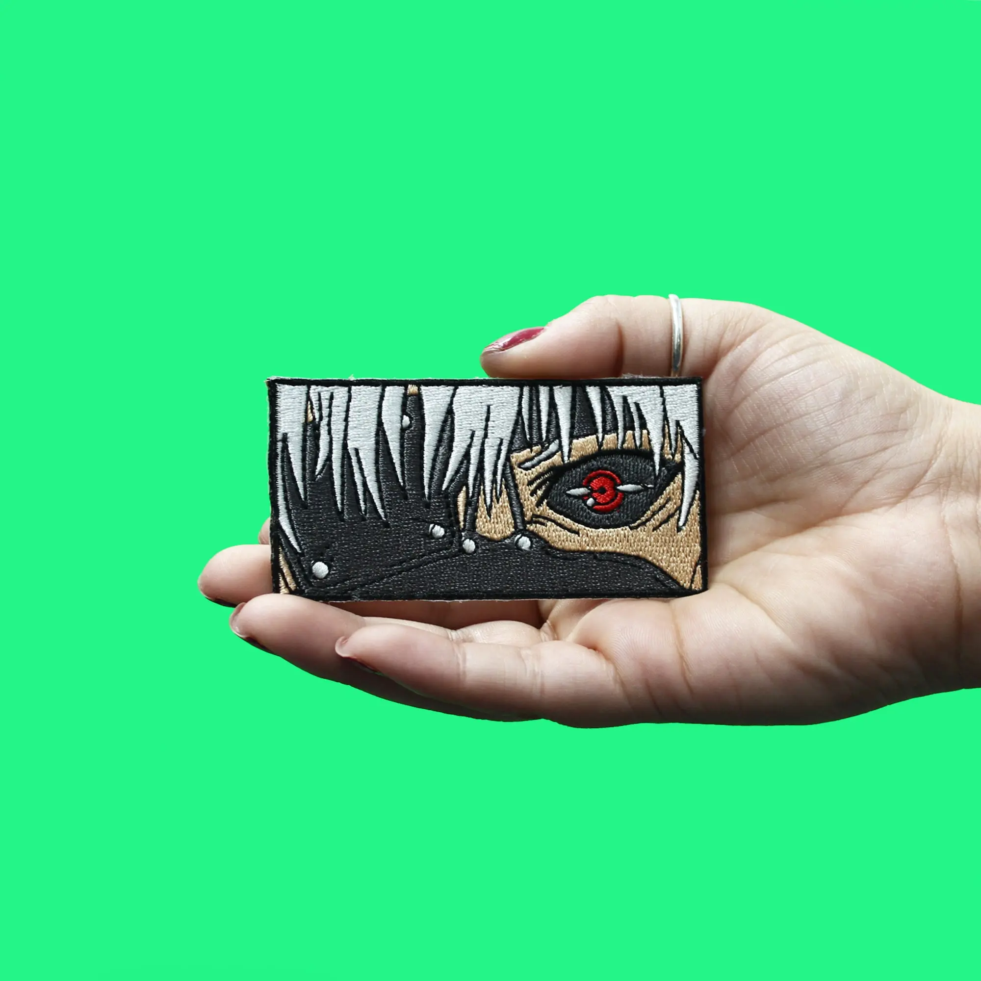 Official Tokyo Ghoul Patch Kaneki Mask Eyes Embroidered Iron On - Image 2