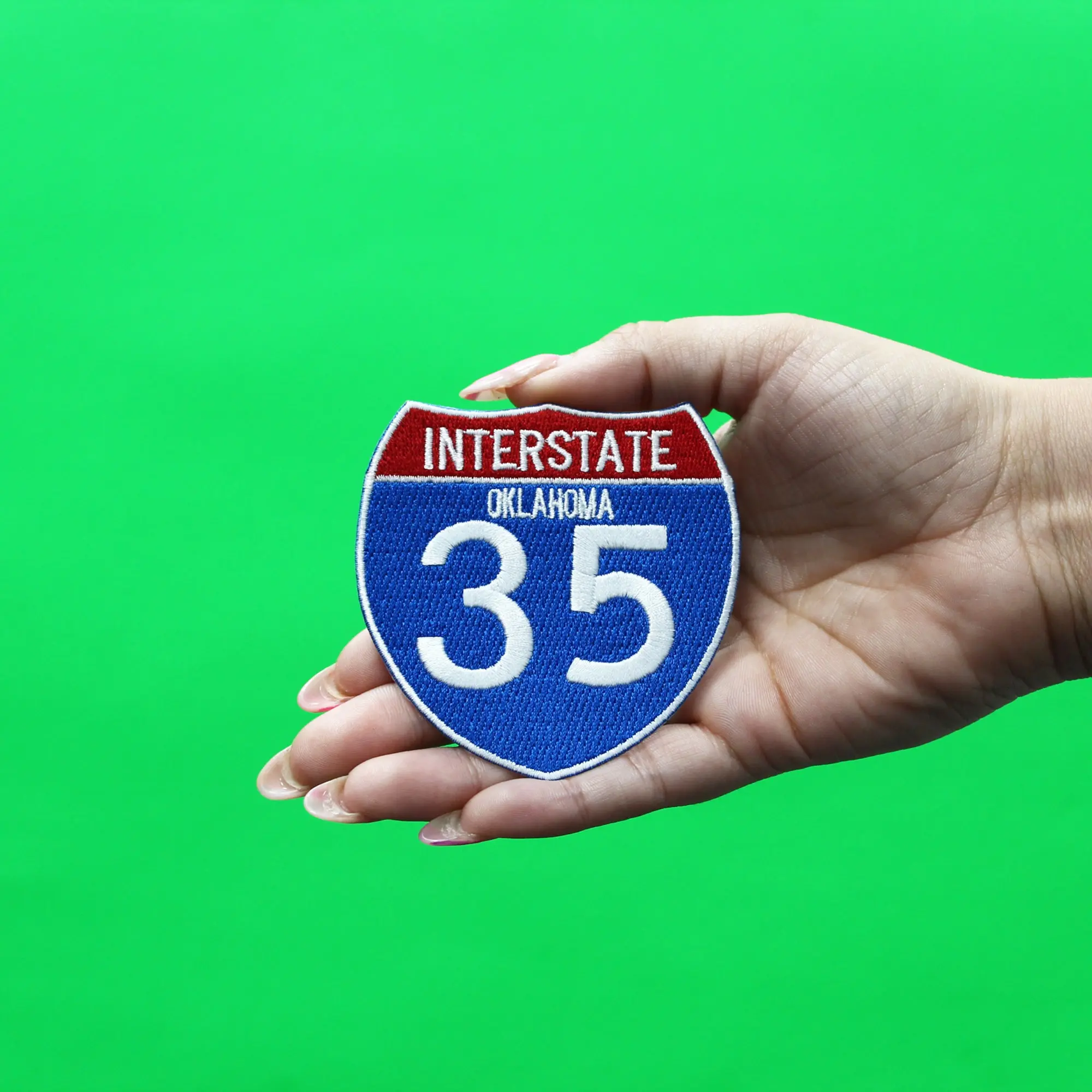 Oklahoma Interstate 35 I-35 Sign Embroidered Iron on Patch - Image 2