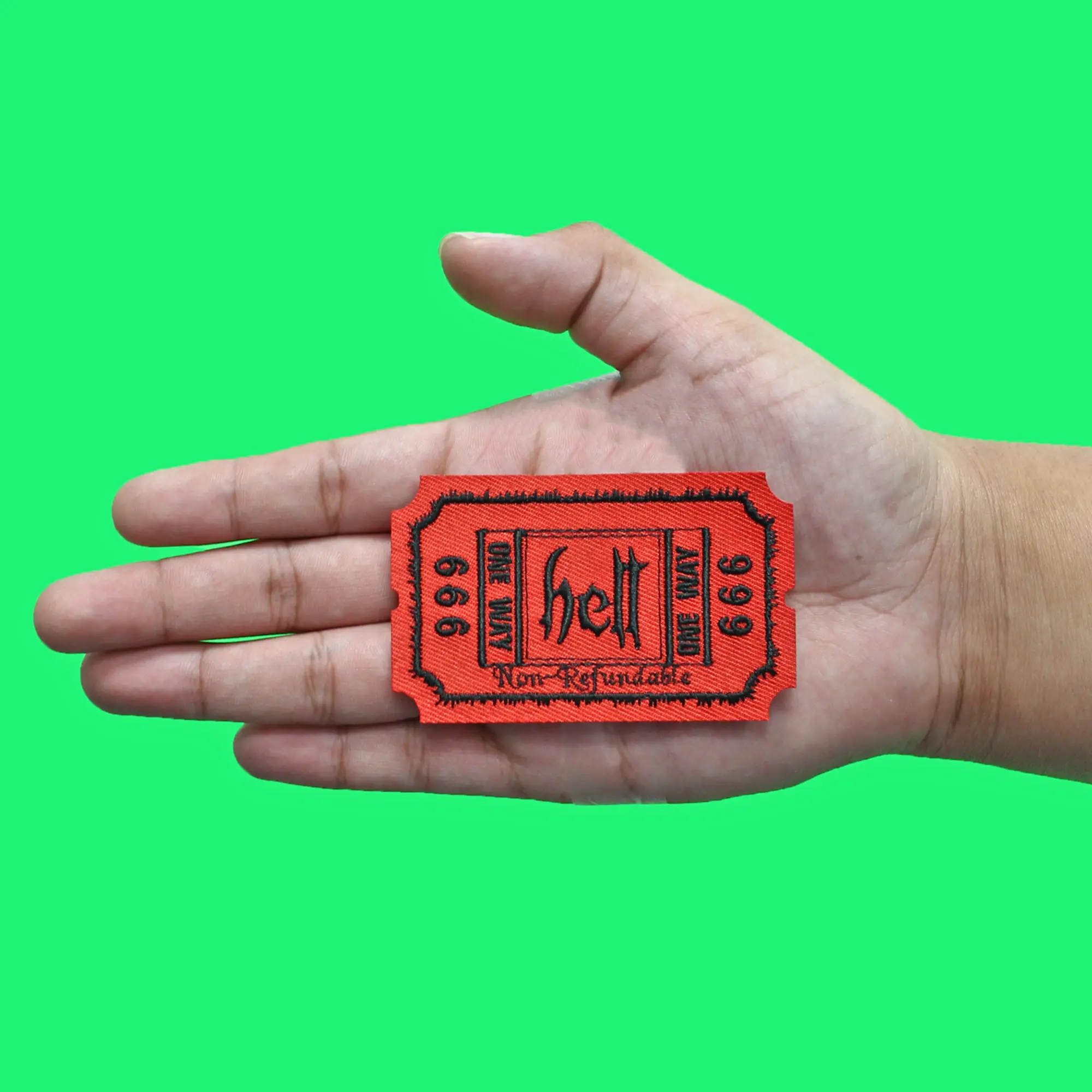 One Way To Hell Patch Admit One Ticket Embroidered Iron On - Image 2