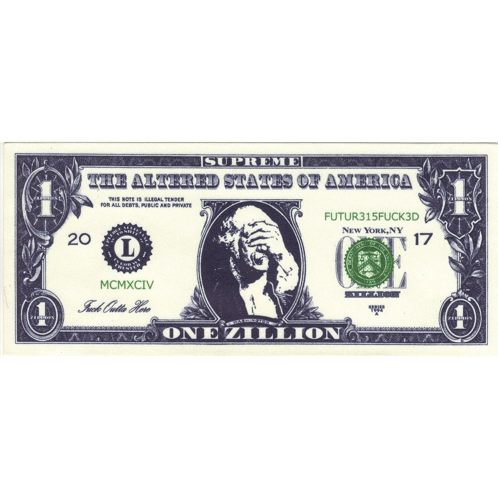 One Zillion Dollar Bill Motif Iron On Applique Foto Patch