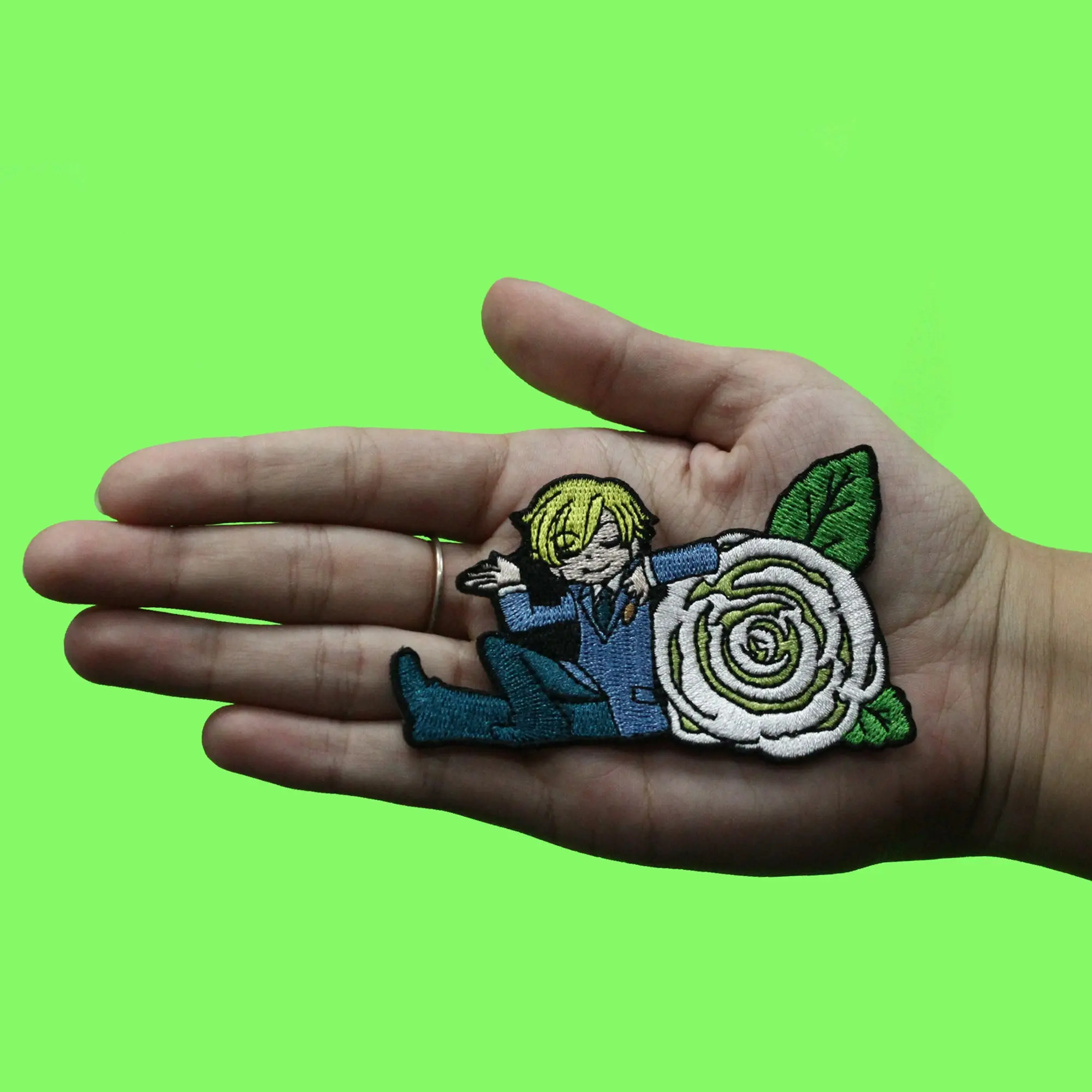 Ouran High School Host Club Patch Tamaki On Grey Rose Embroidered Iron On - Image 2
