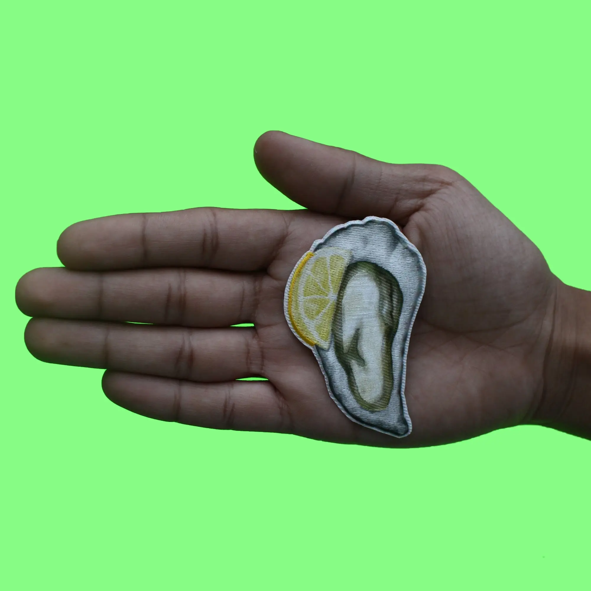 Oyster Lemon Seafood Patch  Saltwater Marines Shellfish Sublimated Embroidered Iron On - Image 2