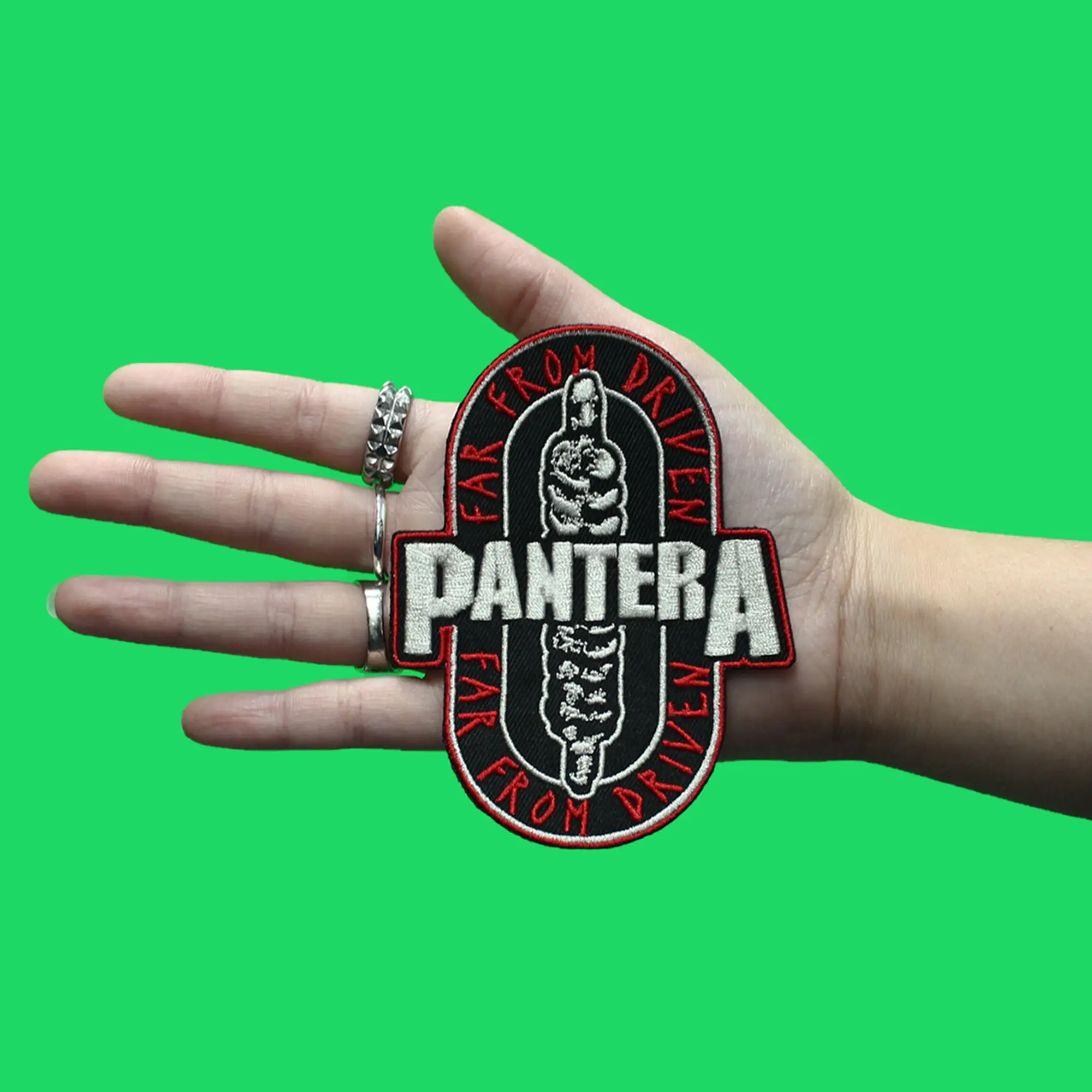 Pantera Far From Driven Patch Drill Bit Heavy Metal Embroidered Iron On - Image 2