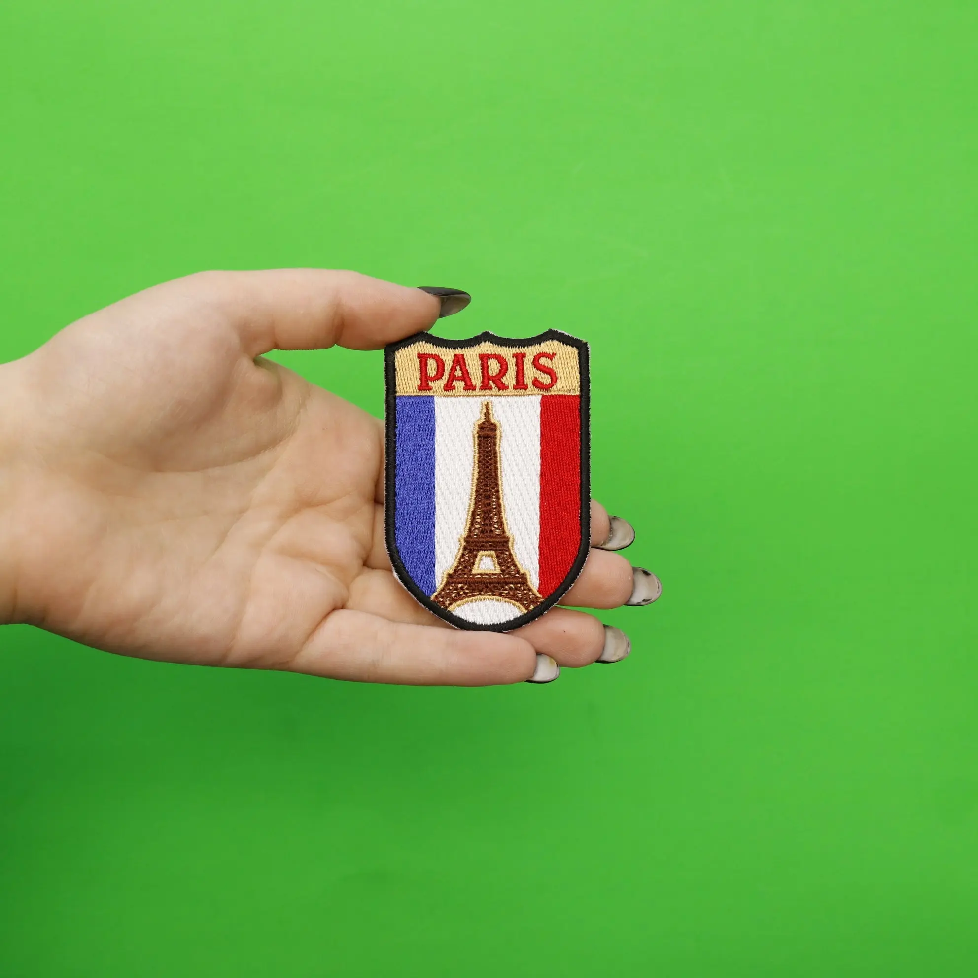 Paris France Shield Embroidered Iron On Patch - Image 2
