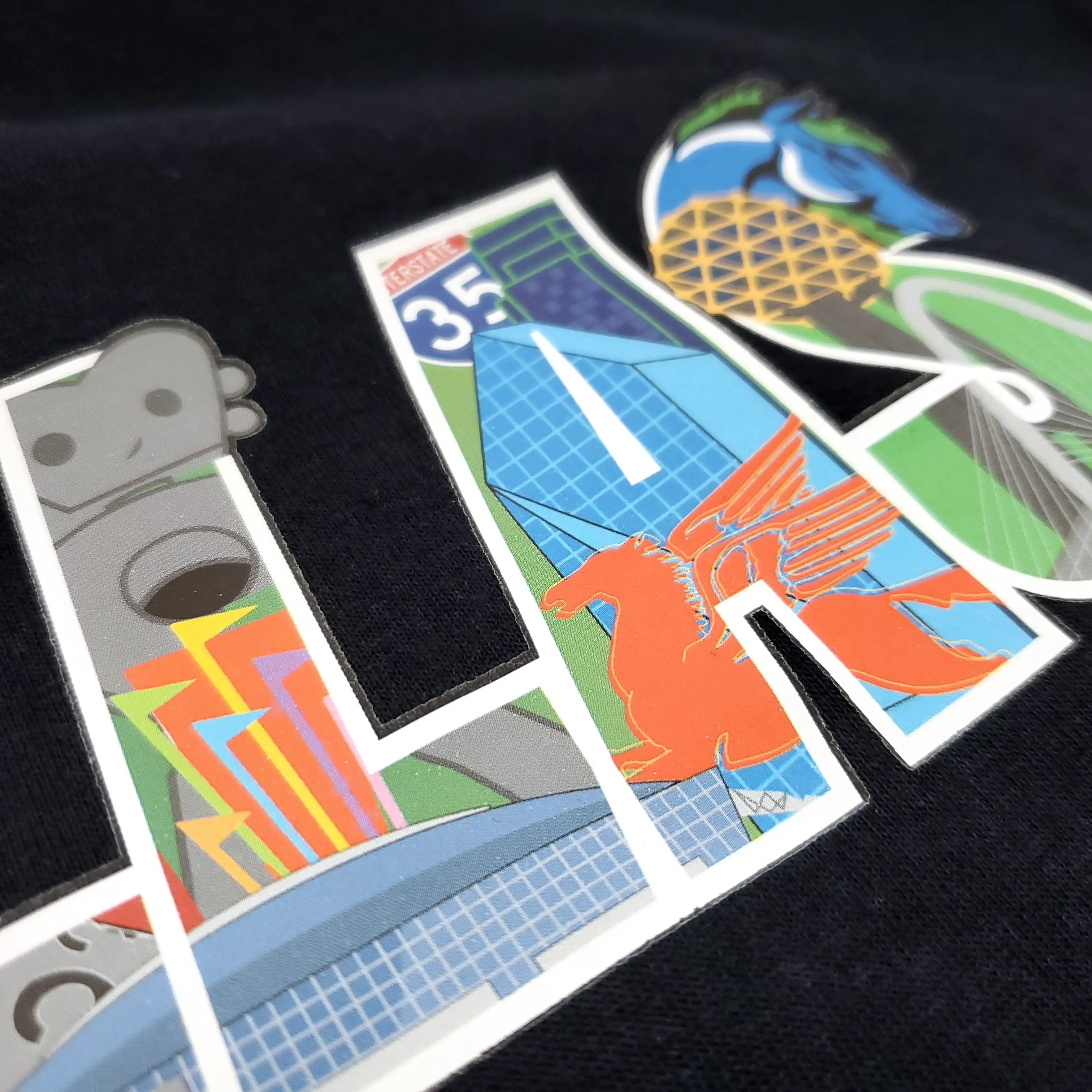 Patch Collection's Dallas Texas Iconic Collage Unisex Crewneck T-Shirt - Image 4