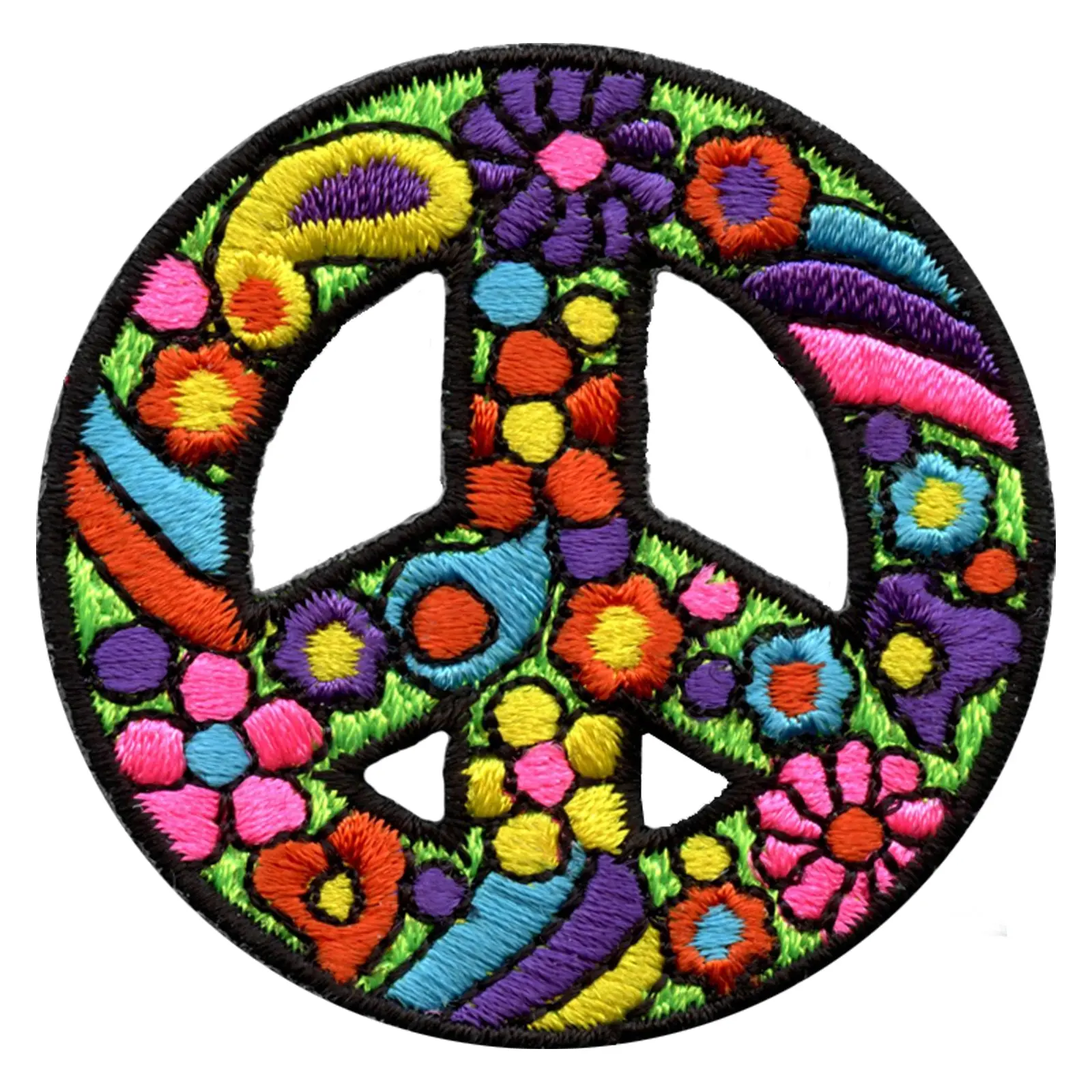 Retro Psychedelic Peace Symbol Embroidered Iron On Patch