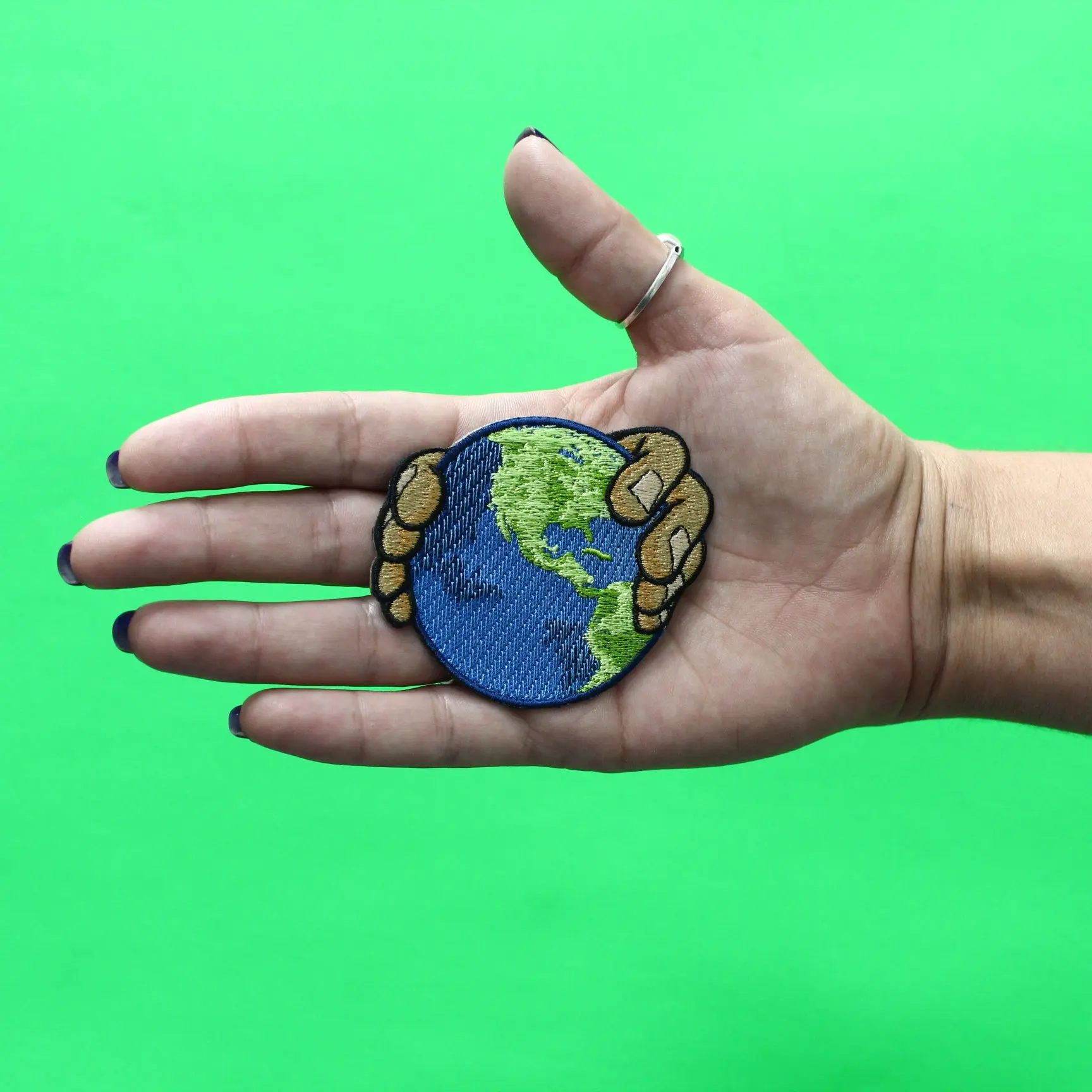Pick The World Up Patch Earth Iconic Space Embroidered Iron On - Image 2