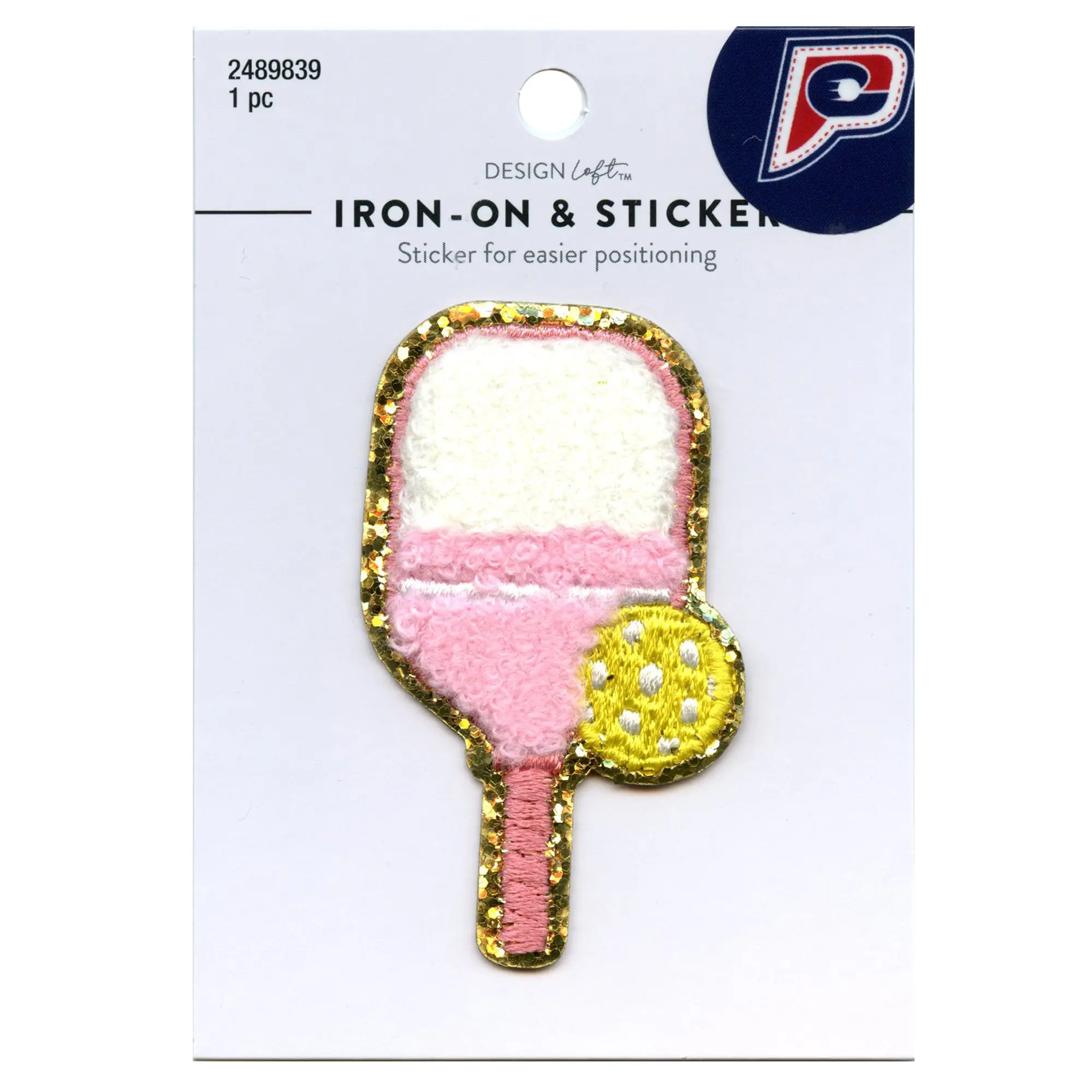 Pickleball Paddle Sport Patch Pink Racket Ball Chenille Iron On Patch - Image 2