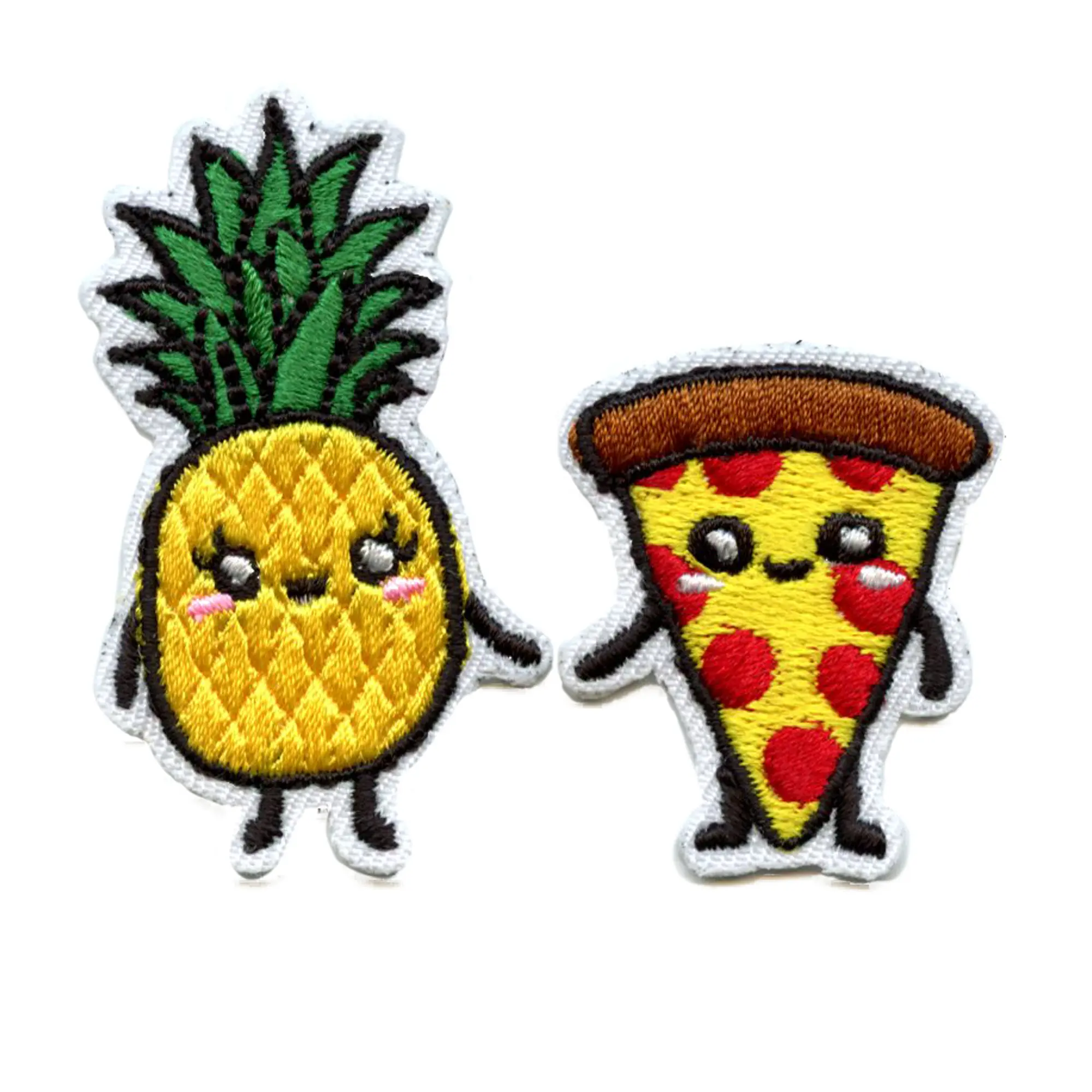Pineapple & Pepperoni Pizza Love Patch Best Friends Food Iron On Embroidered Set