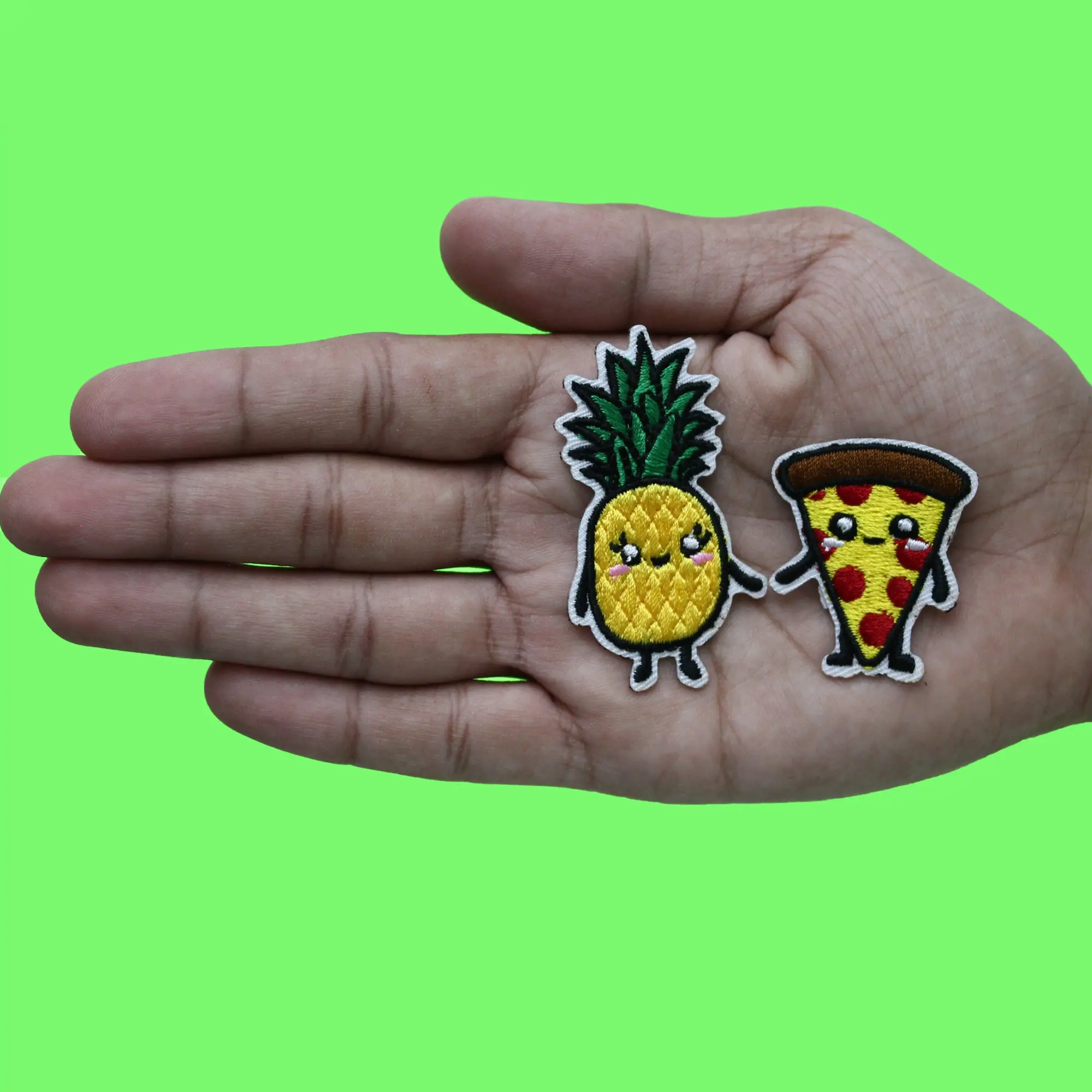 Pineapple & Pepperoni Pizza Love Patch Best Friends Food Iron On Embroidered Set - Image 2