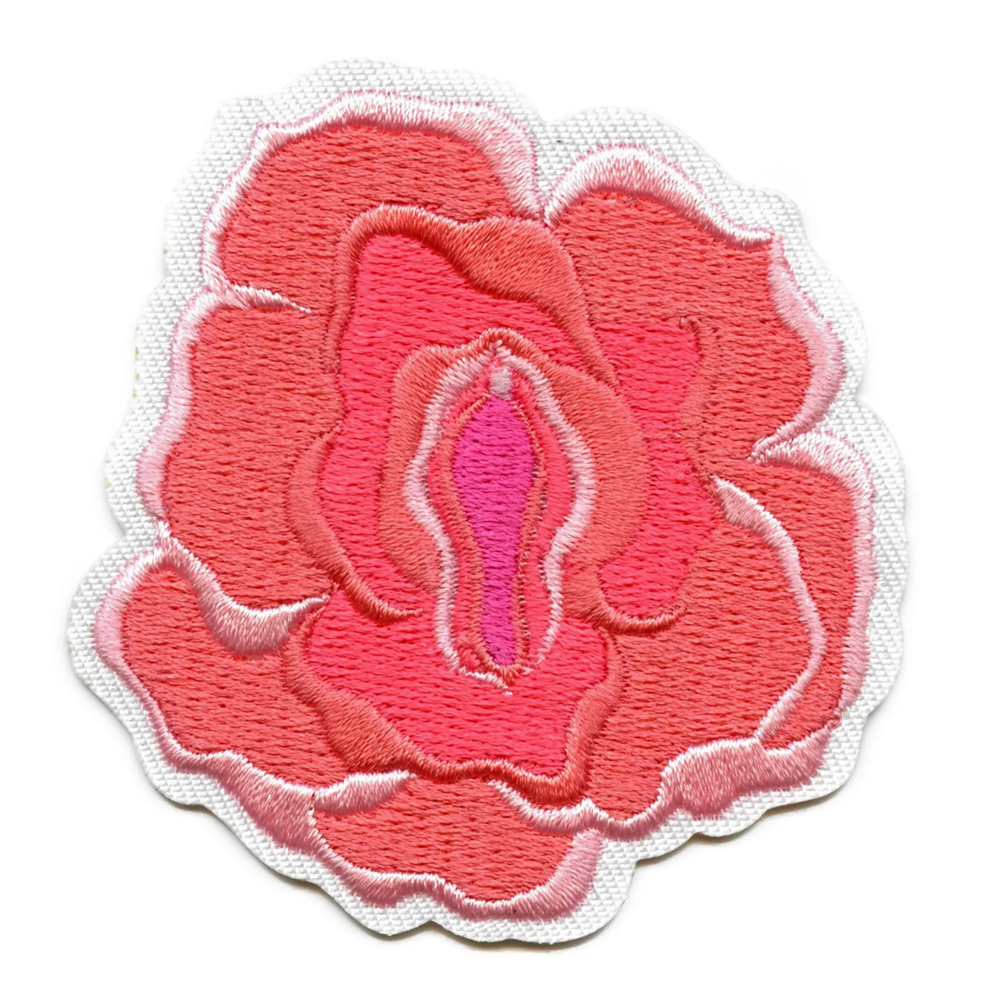 Pink Genitalia Flower Patch Pretty Anatomy Floral Embroidered Iron On Patch