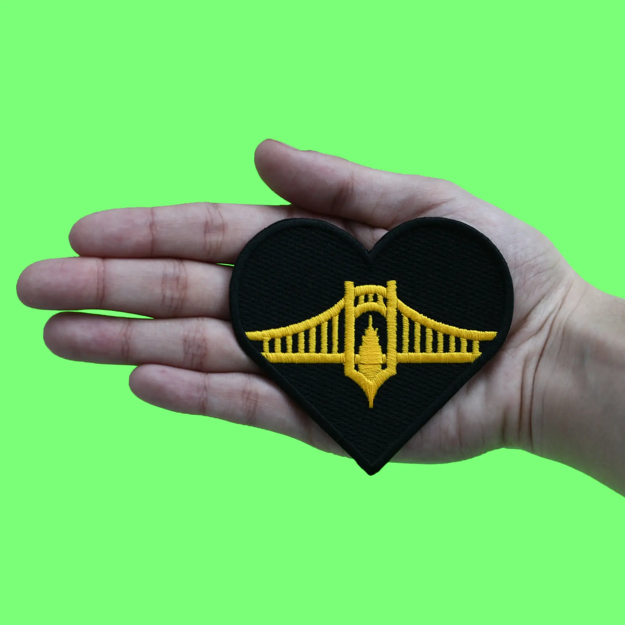 Pittsburgh Steel Bridge Patch Heart Football Athletic Embroidered Iron On - Image 2