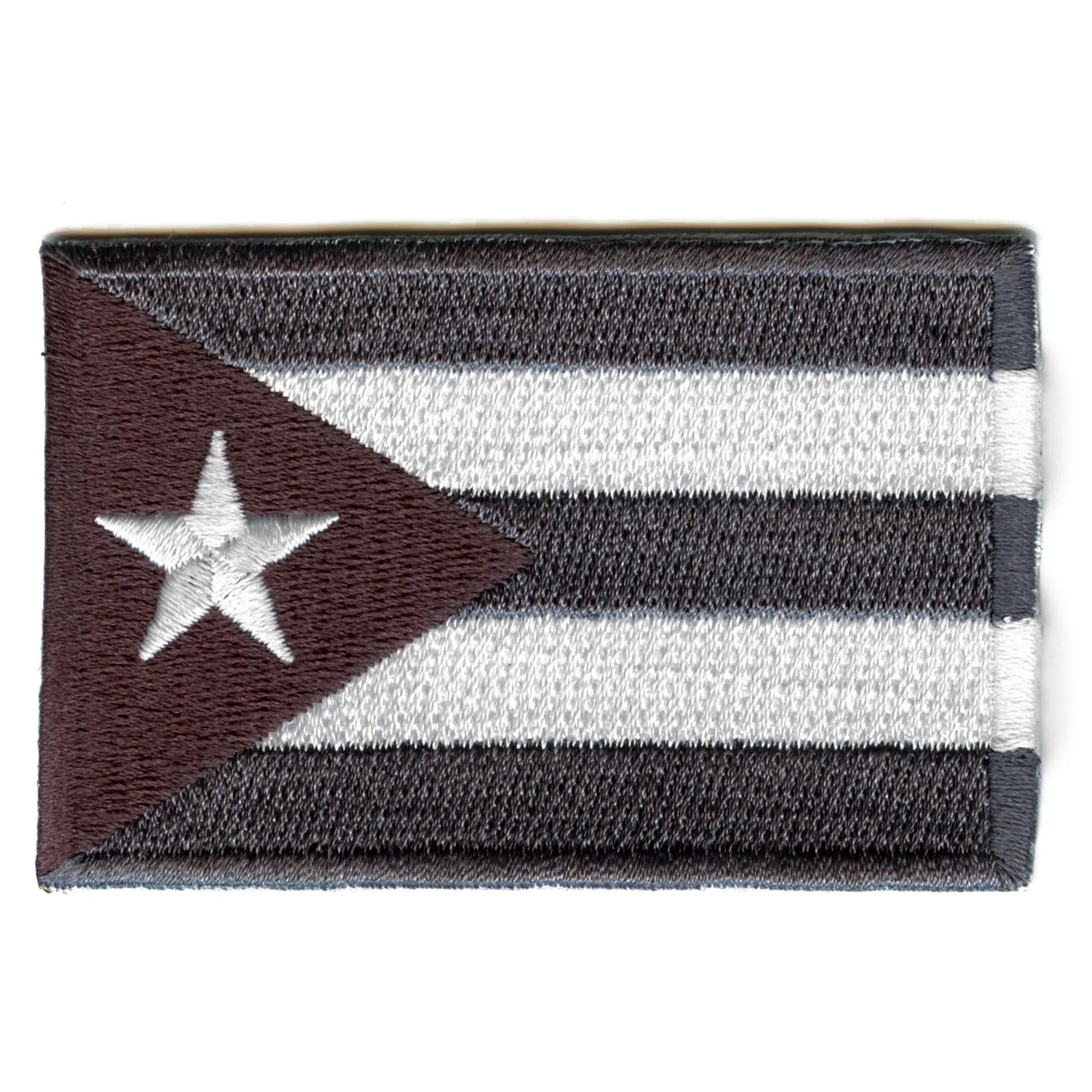 Puerto Rico Flag Patch Travel Country Grayscale Embroidered Iron-On