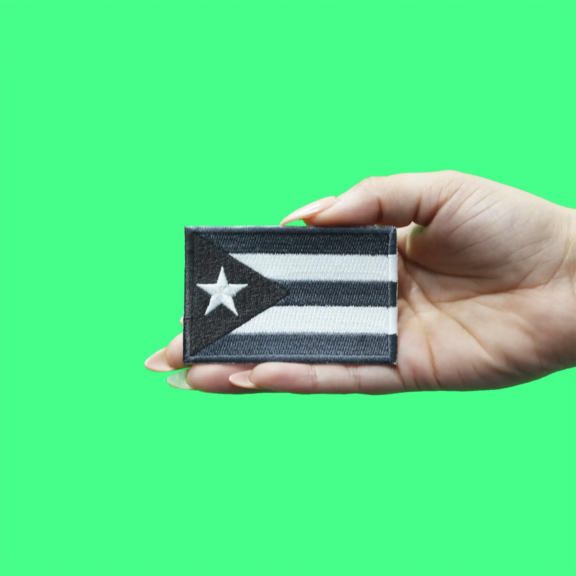 Puerto Rico Flag Patch Travel Country Grayscale Embroidered Iron-On - Image 2