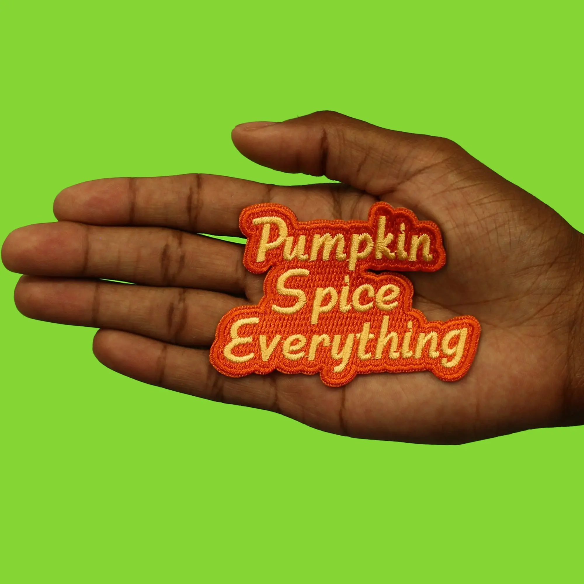 Pumpkin Spice Everything Patch Cozy Fall Script Embroidered Iron On - Image 2