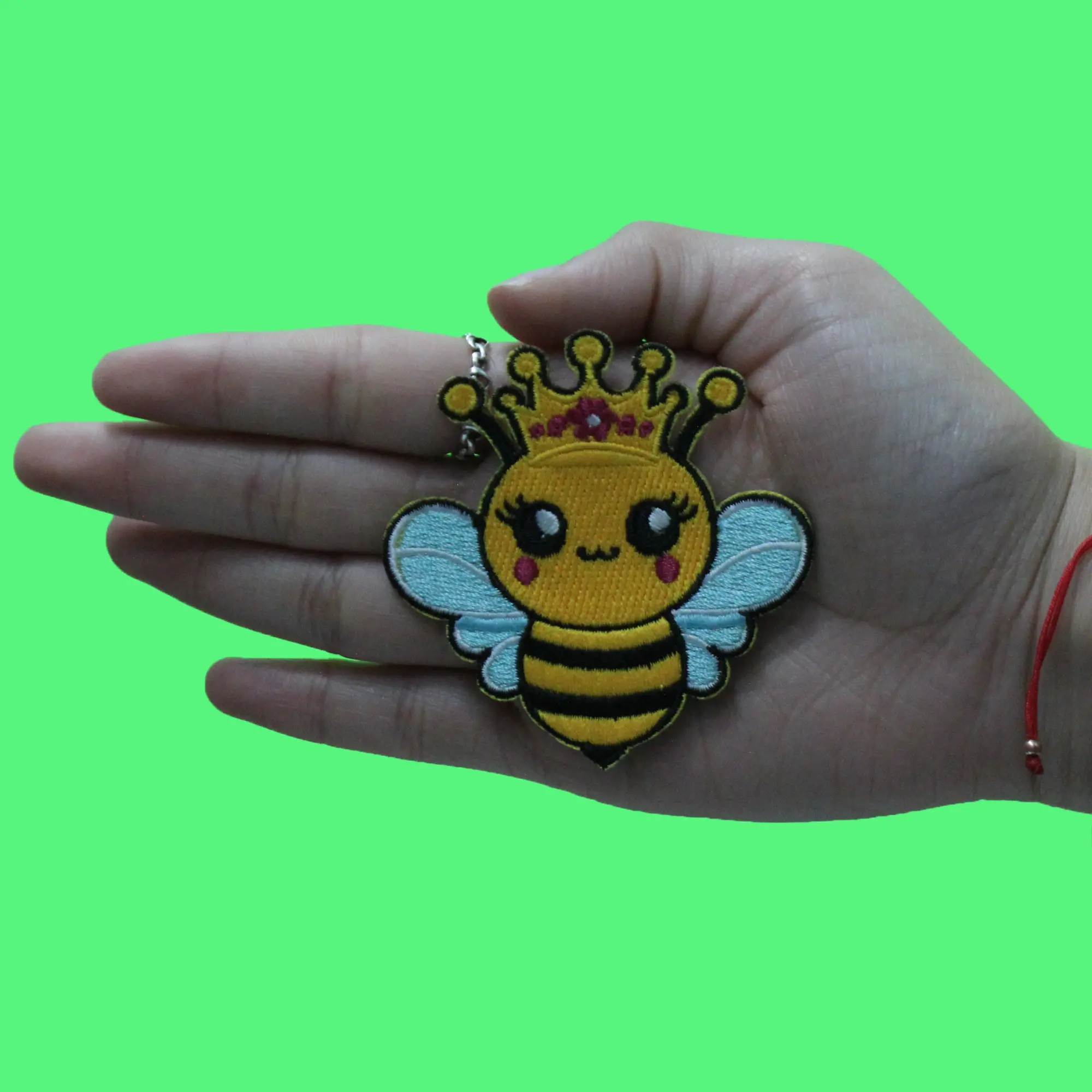Queen Bee Insect Patch Cute Crown Flowers Embroidered Iron On - Image 2