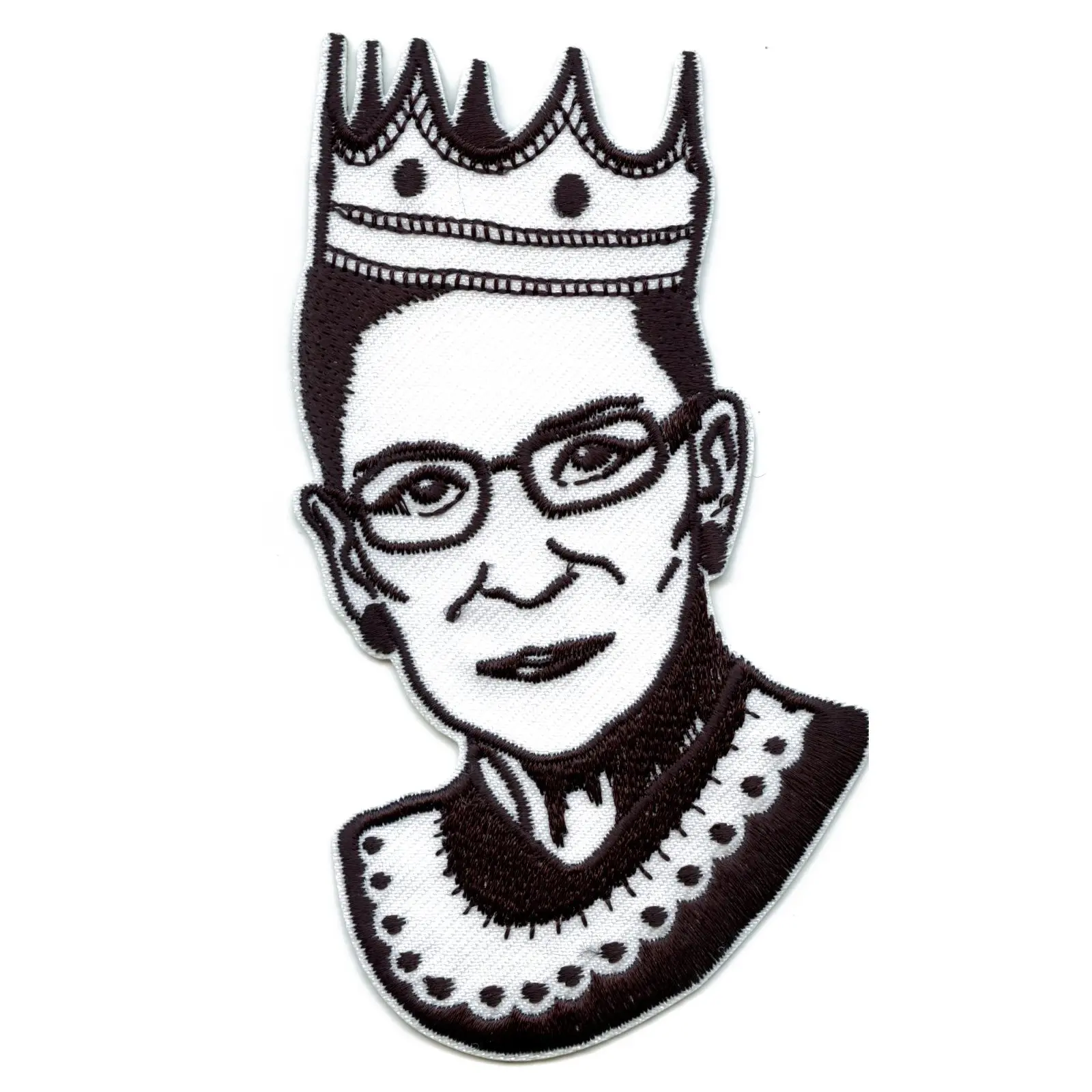 Ruth Bader Ginsburg Portrait With Crown Embroidered Iron On Patch