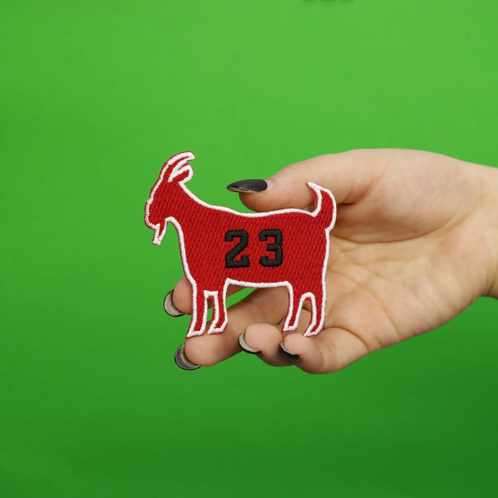 Red/Black Chicago GOAT Patch #23 Basketball Parody Embroidered Iron On - Image 2