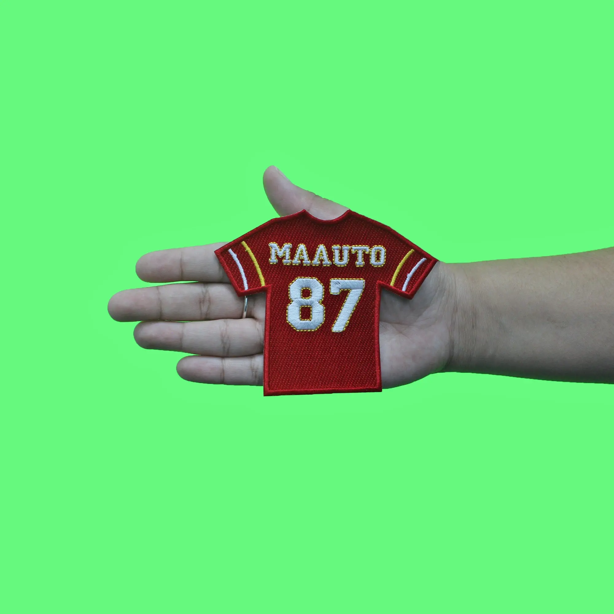 Red Football Jersey Maauto Player Patch Fan Missouri #87 Embroidered Iron On - Image 2