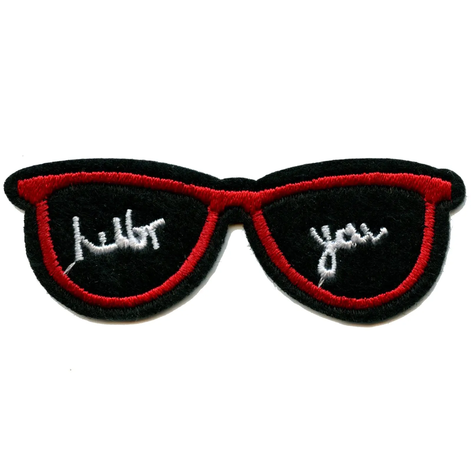 Red Shades With Text Embroidered Applique Iron On Patch