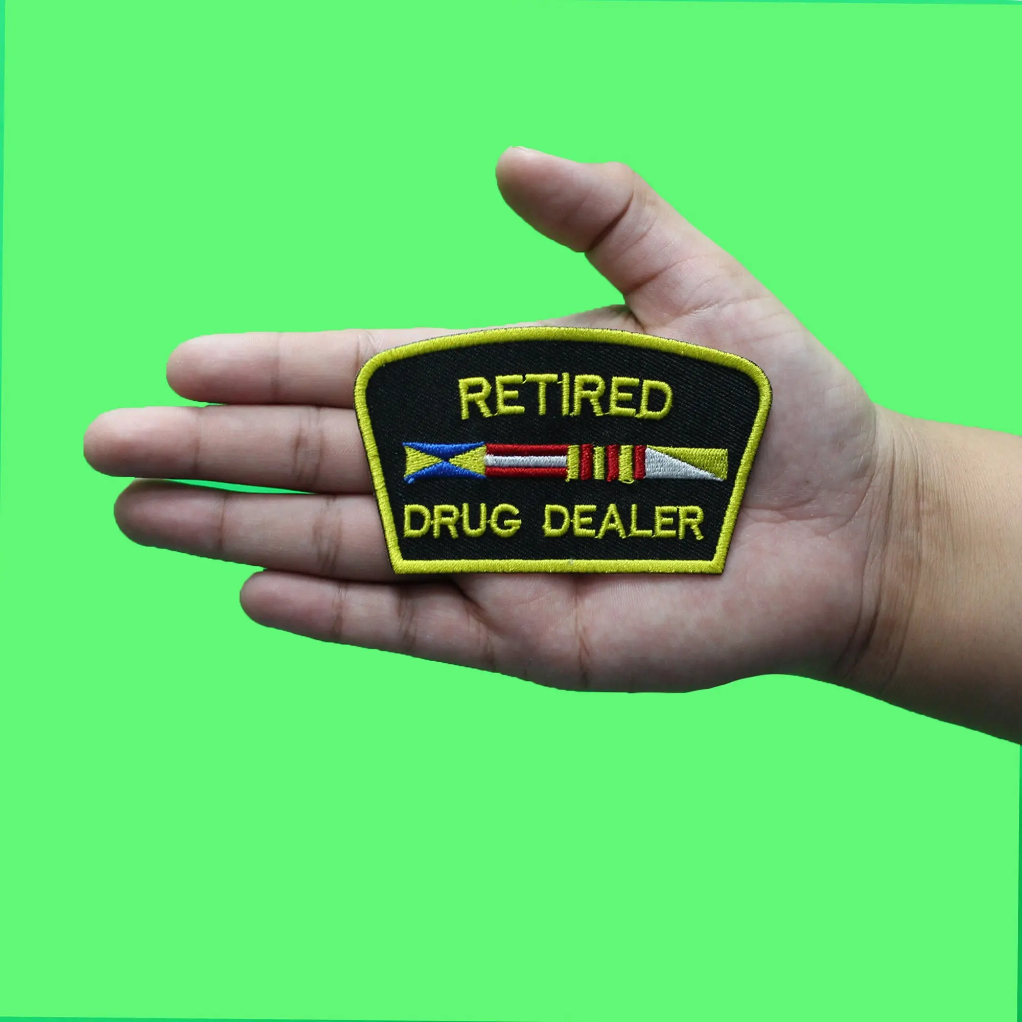 Retired Drug Dealer Patch Parody Gangsta Stoner Embroidered Iron On - Image 2