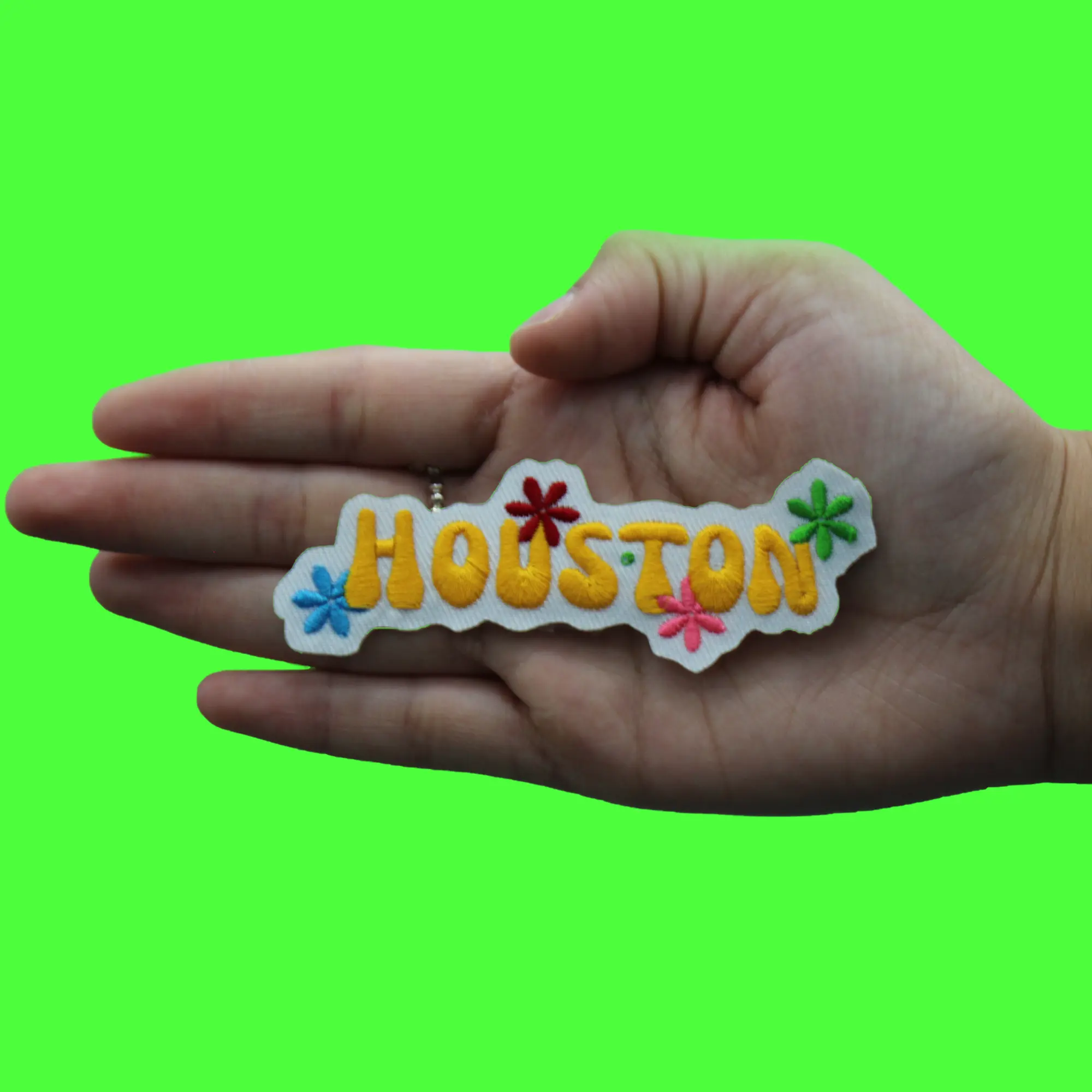 Retro Houston Script Patch 70's Old School Embroidered Iron On - Image 2