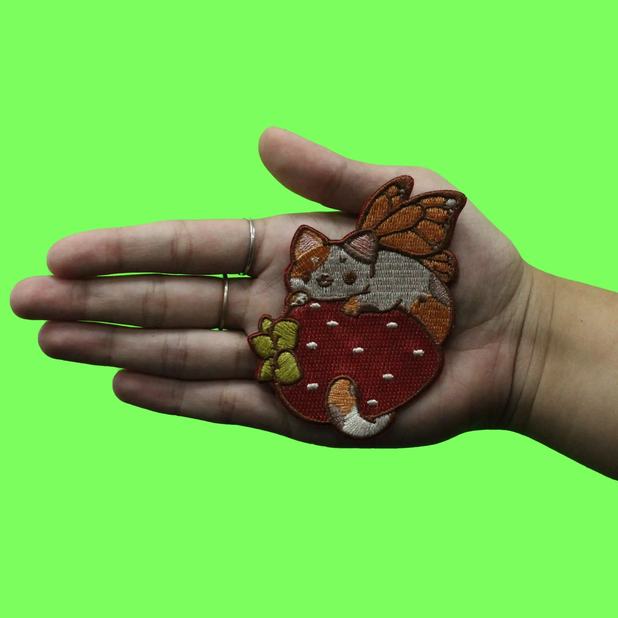 Rihnlin Butterfly Cat Patch Cute Strawberry Chibi Embroidered Iron On - Image 2