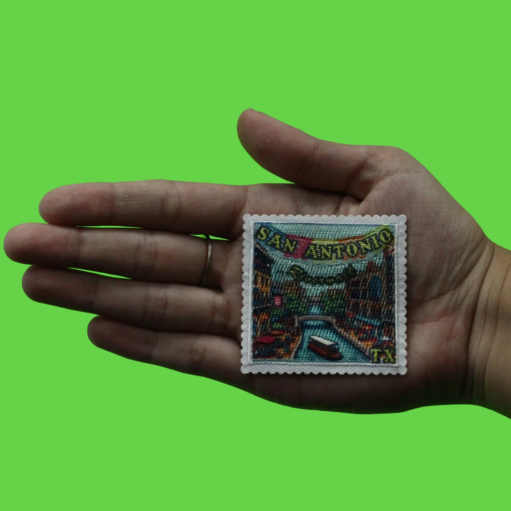 San Antonio Riverwalk Patch Texas Stamp Travel Embroidered Iron On - Image 2