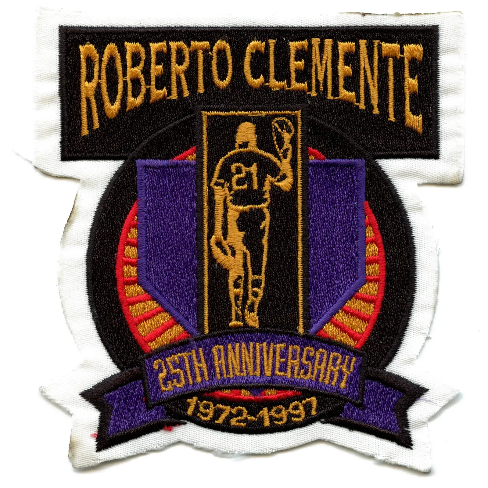 Rare Vintage Roberto Clemente 25th Anniversary Pittsburgh Pirates Memorial Sleeve Jersey Patch (1997)