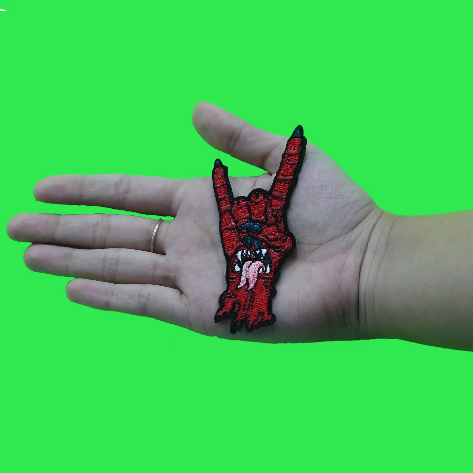 Demon Mouth Hand Patch Alternative Rock Metal Embroidered Iron on - Image 2