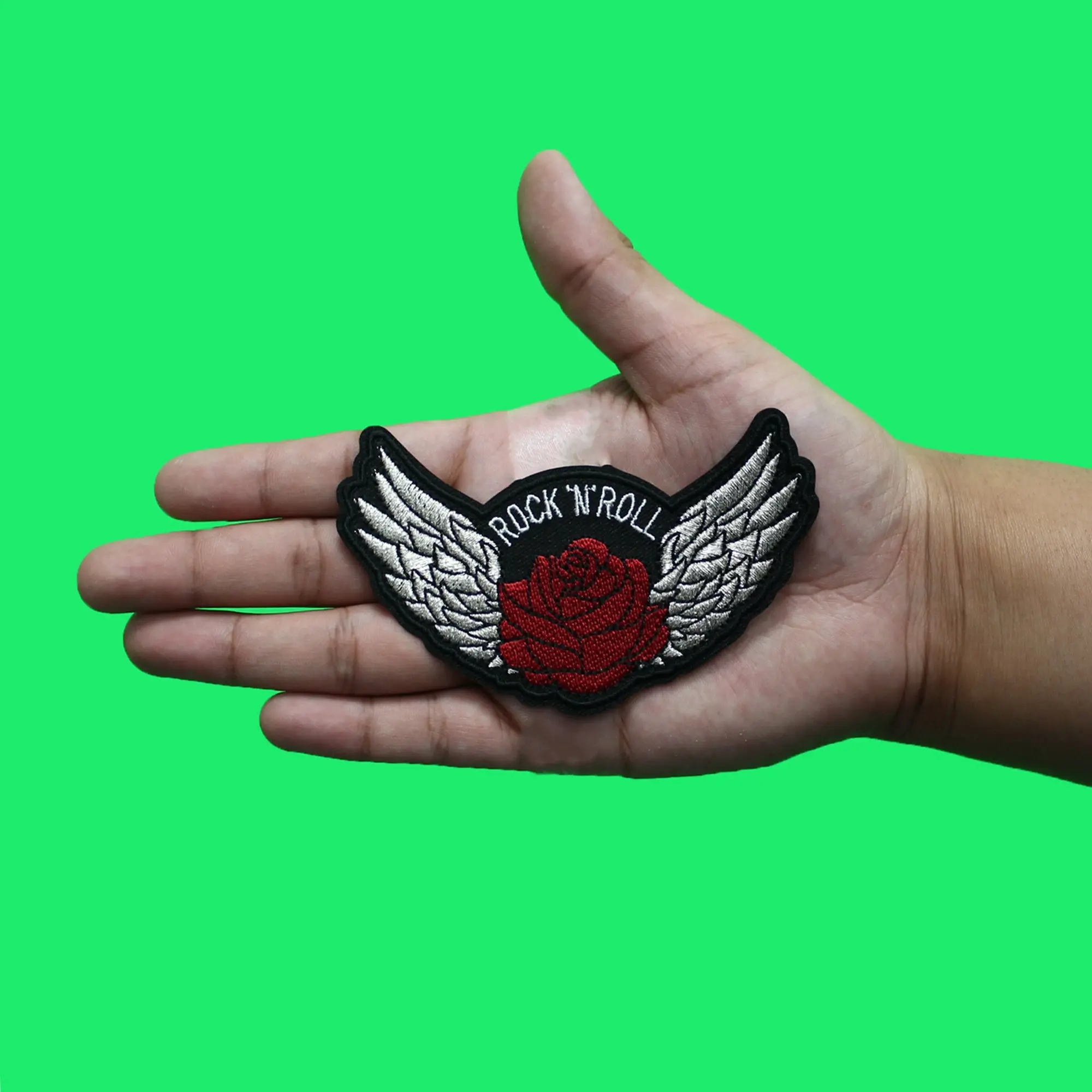 Rock N Roll Rose Patch Wings Genre Music Embroidered Iron On - Image 2