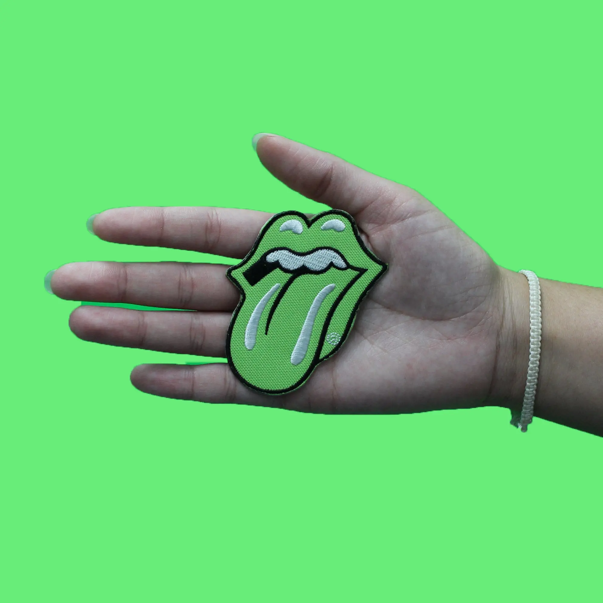 Rolling Stones Classic Patch Green Tongue Out Embroidered Iron On - Image 2