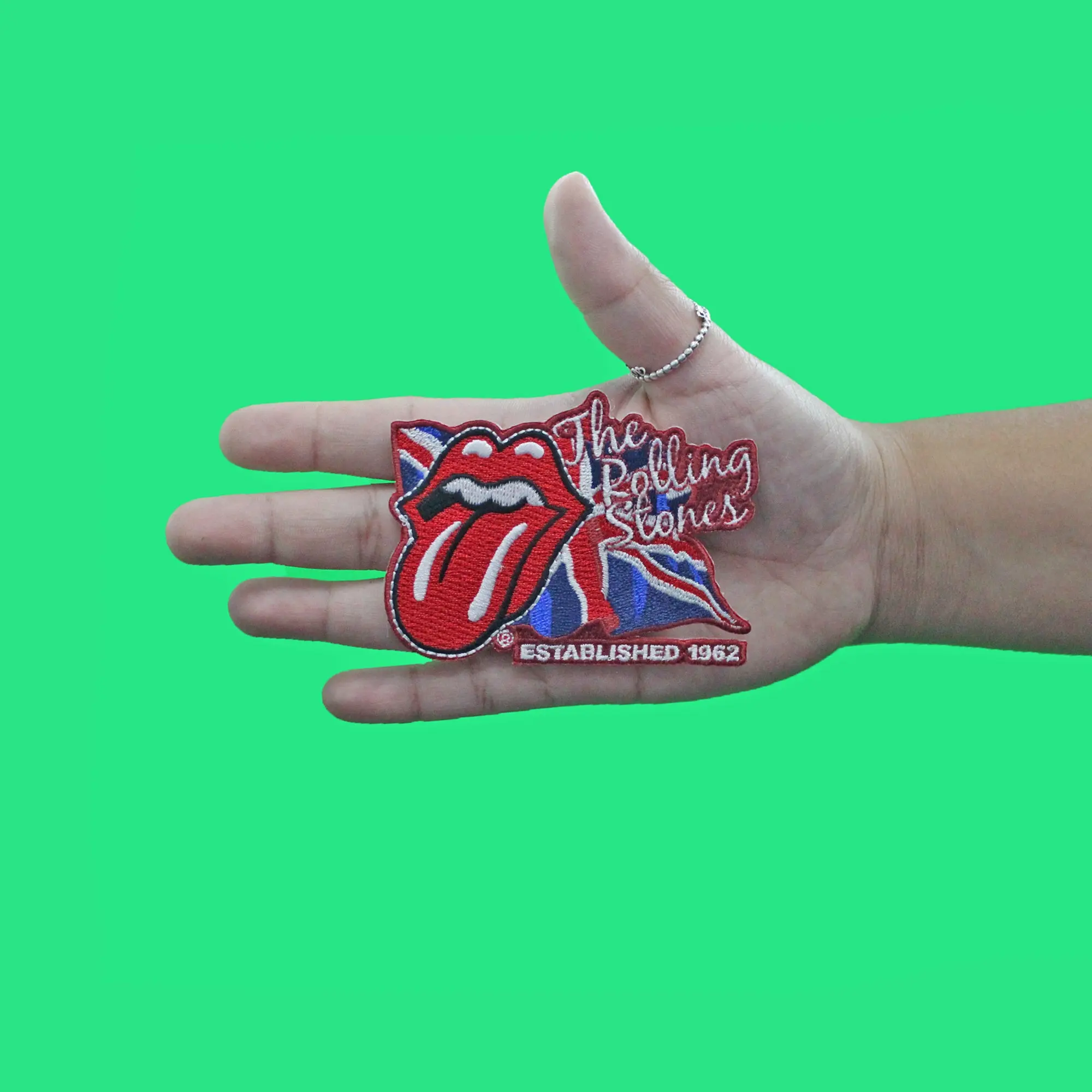 Rolling Stones Lick The Flag Patch Rock Folk Embroidered Iron On - Image 2