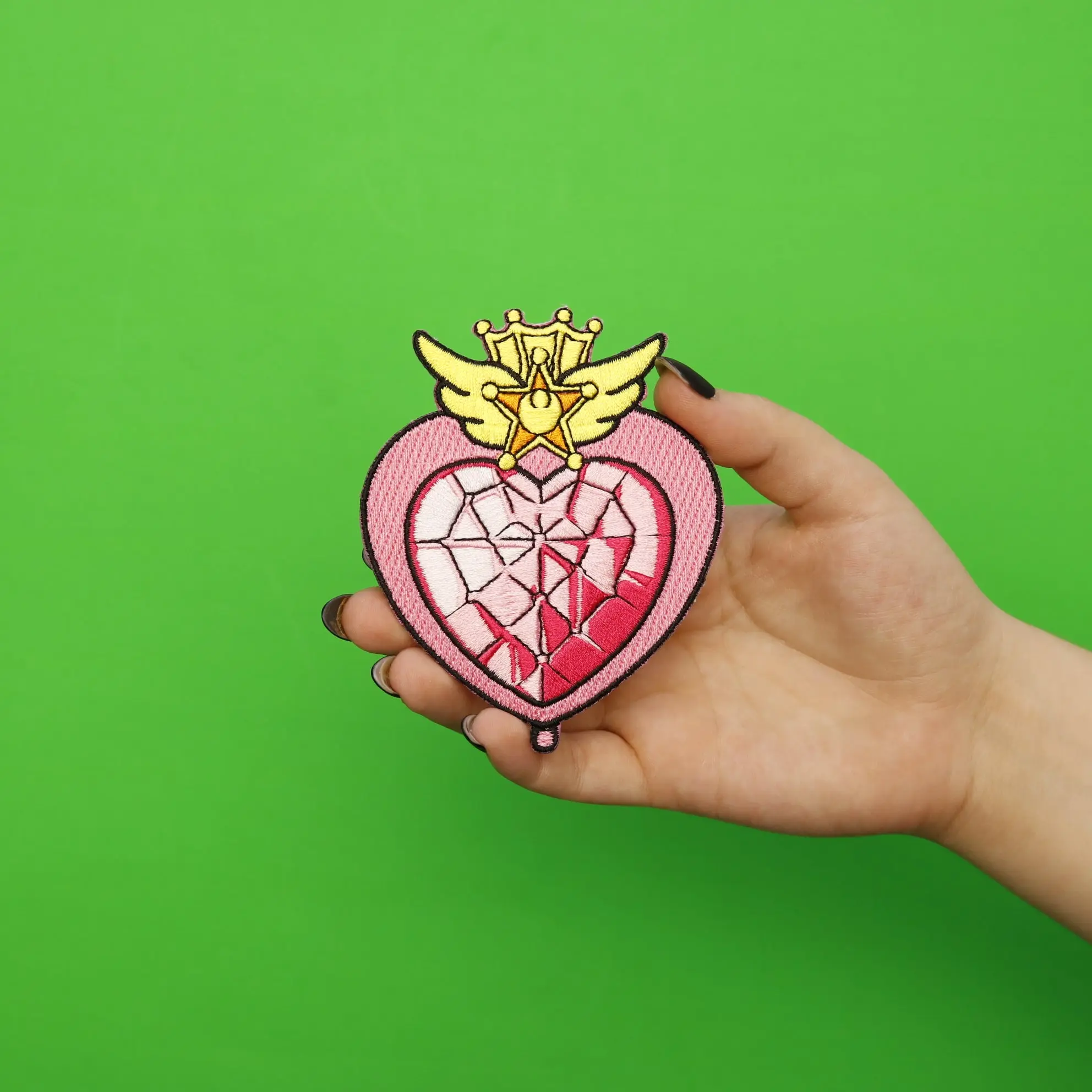 Sailor Moon Anime Chibi Moon Compact Heart Embroidered Iron On Patch - Image 2