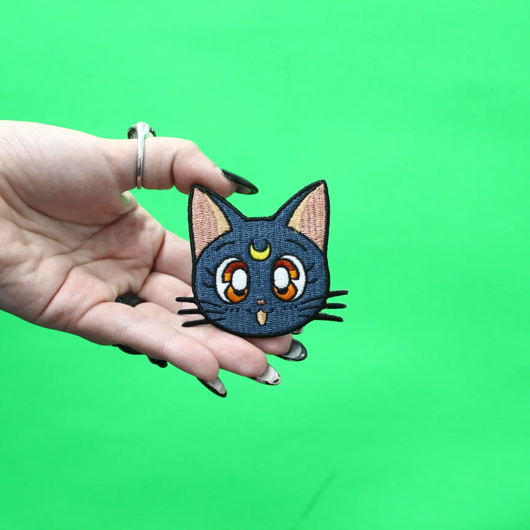 Sailor Moon Luna Patch Cat Headshot Embroidered Iron On - Small - Image 2