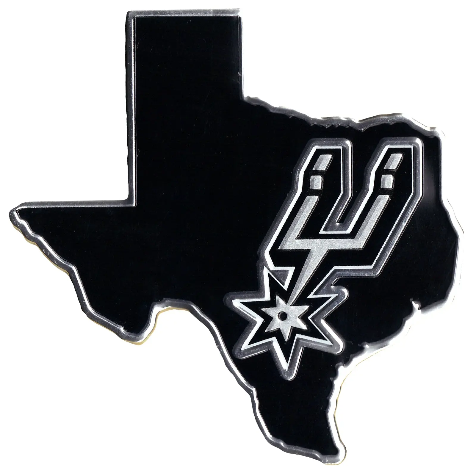 San Antonio Spurs Colored Aluminum State Car Auto Emblem