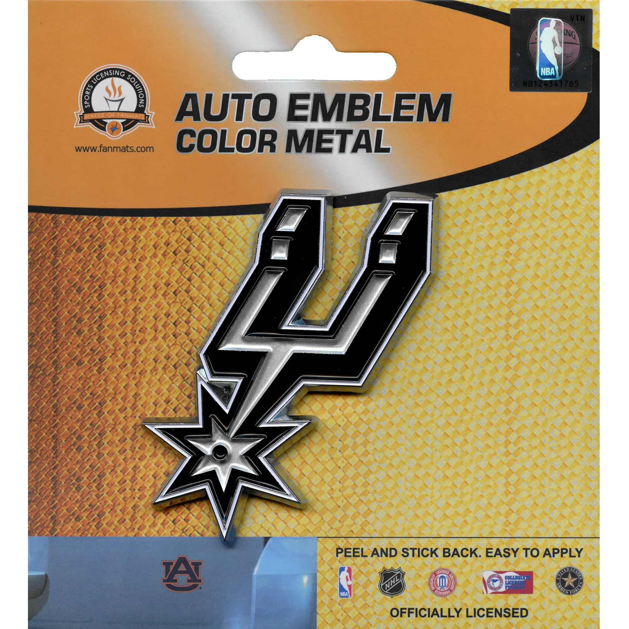 San Antonio Spurs Logo Solid Color Metal Auto Chrome Emblem - Image 2