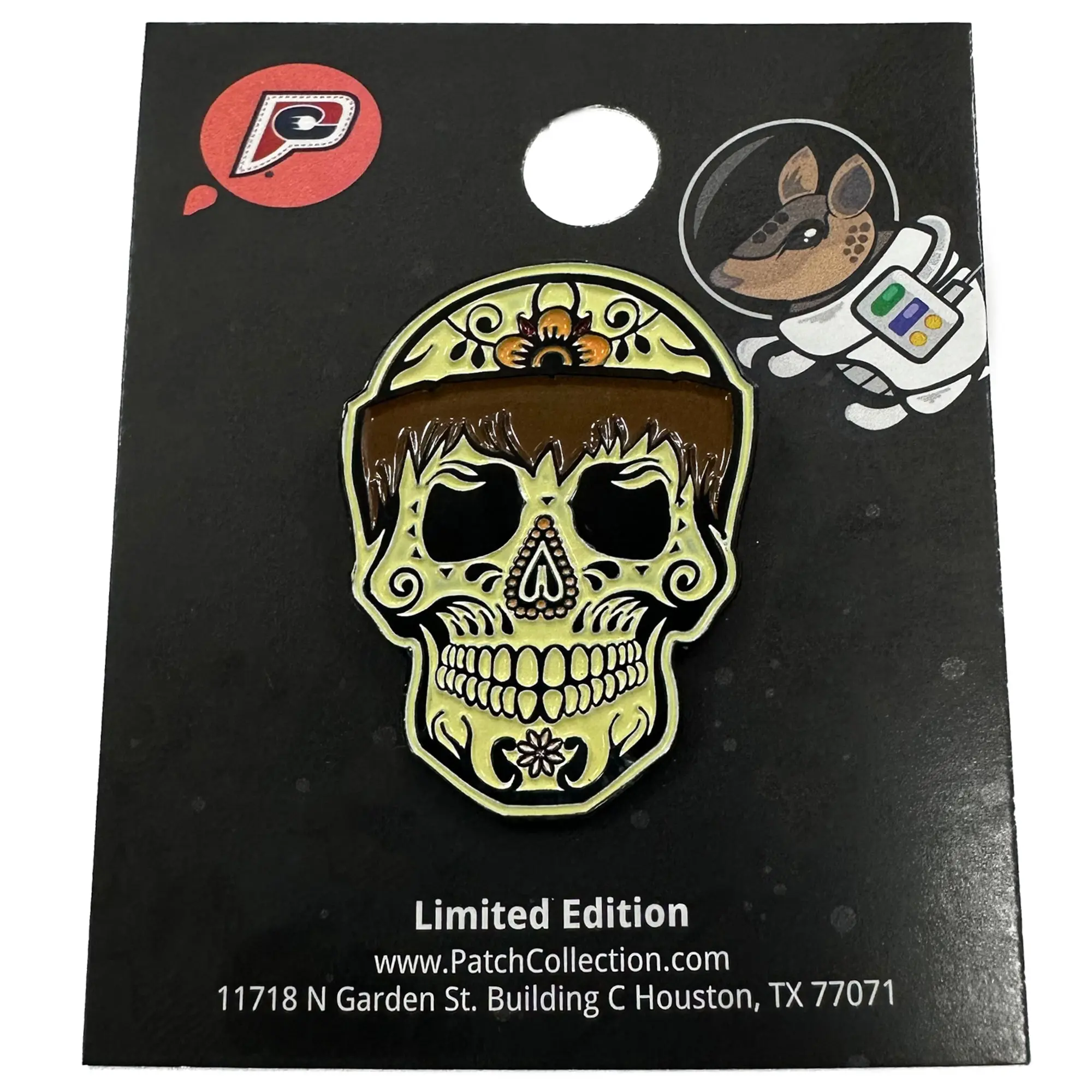 San Diego Friar Tuck Sugar Skull Flower Enamel Pin - Image 2