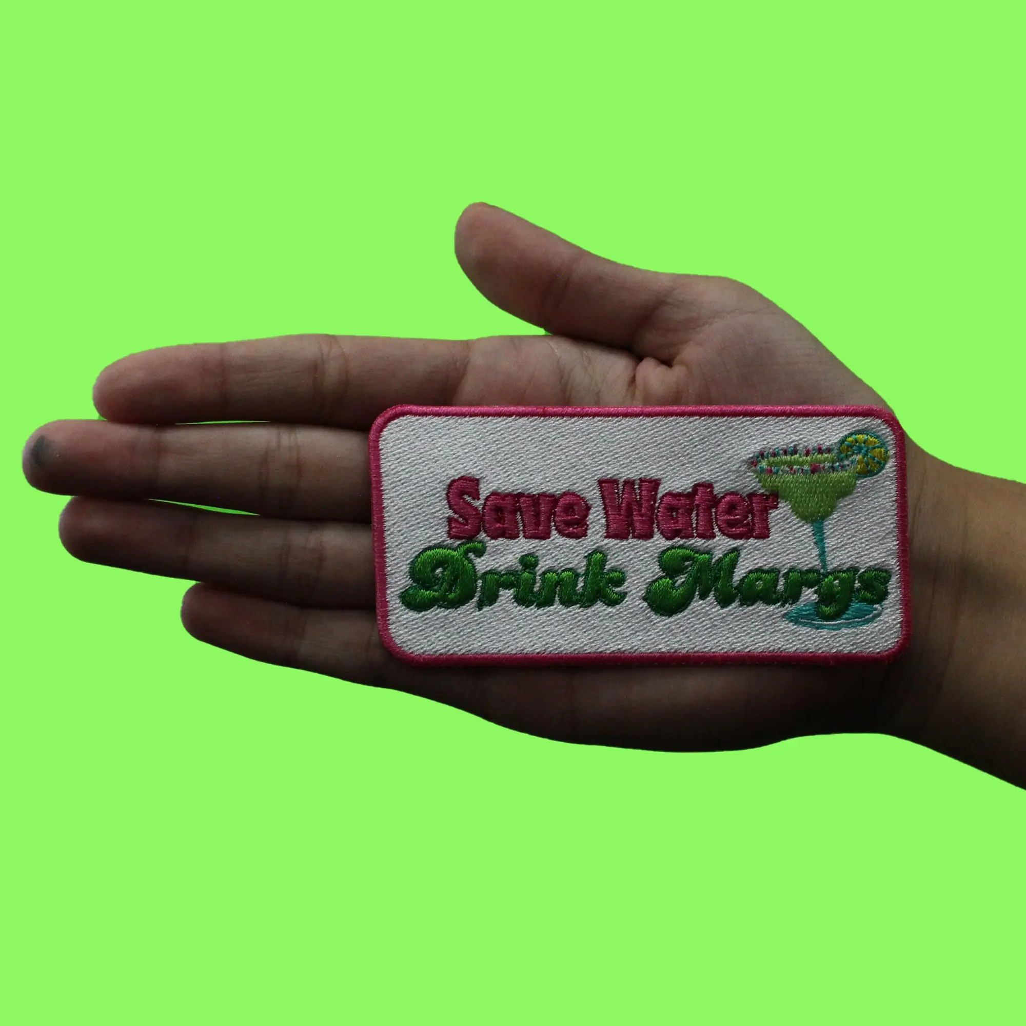 Save Water Drink Patch Margs Alcoholic Beverage Embroidered Iron On - Image 2