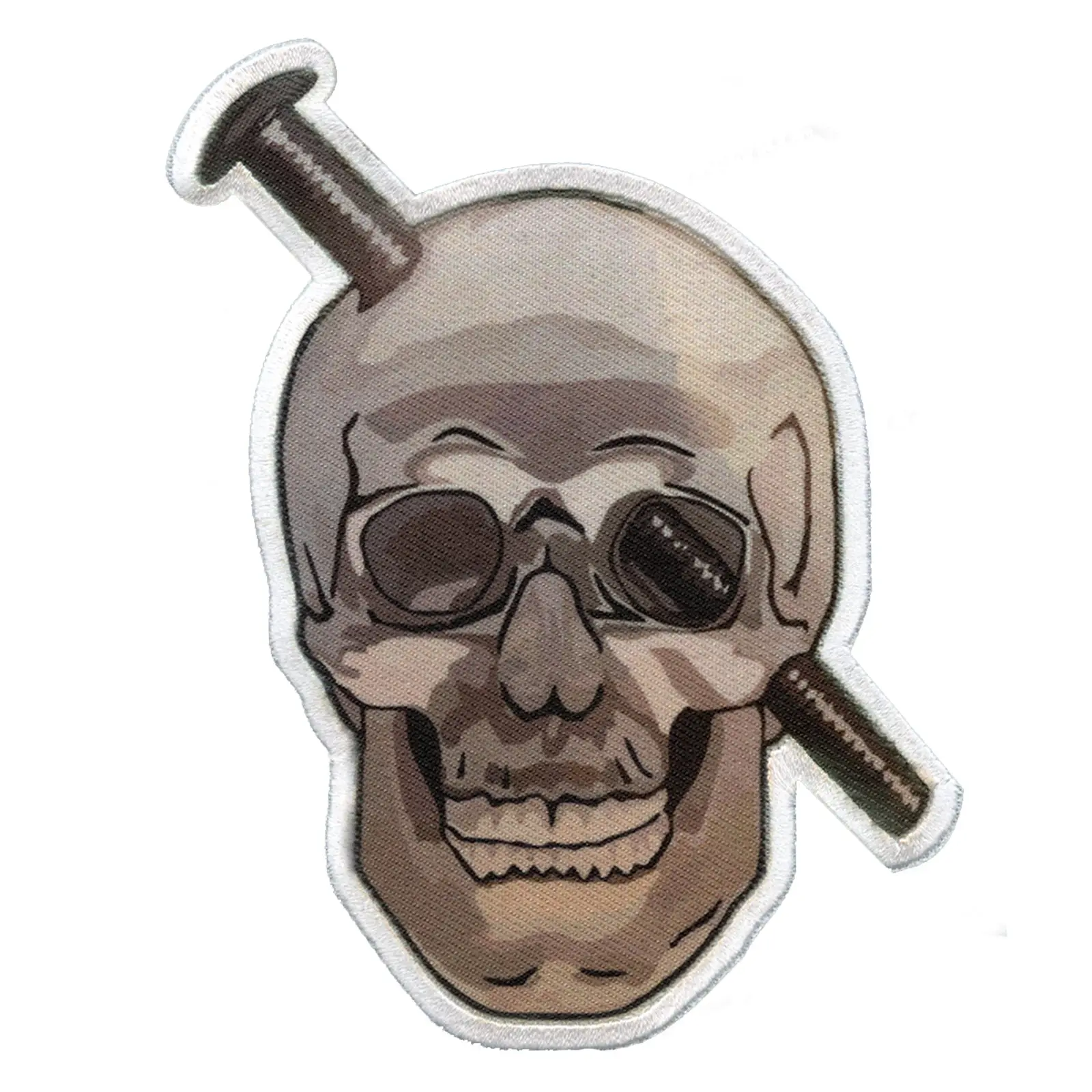 Screwhead Skull Embroidered Iron On Patch - Image 2