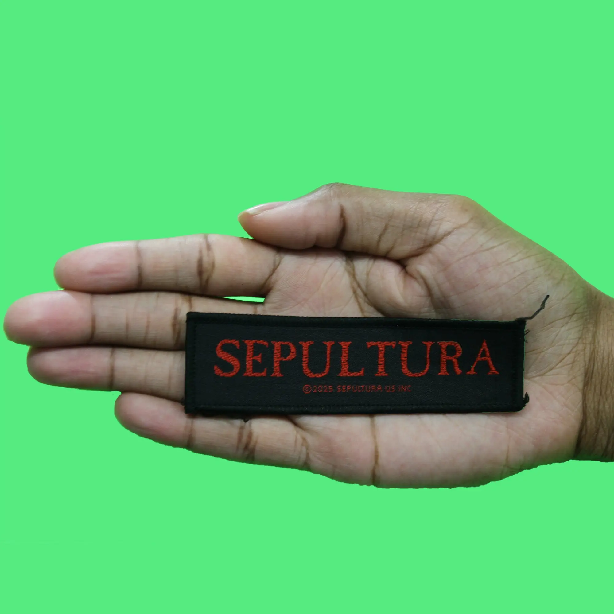 Sepultura Strip Logo Patch Design Heavy Metal Band Woven Sew On - Image 2
