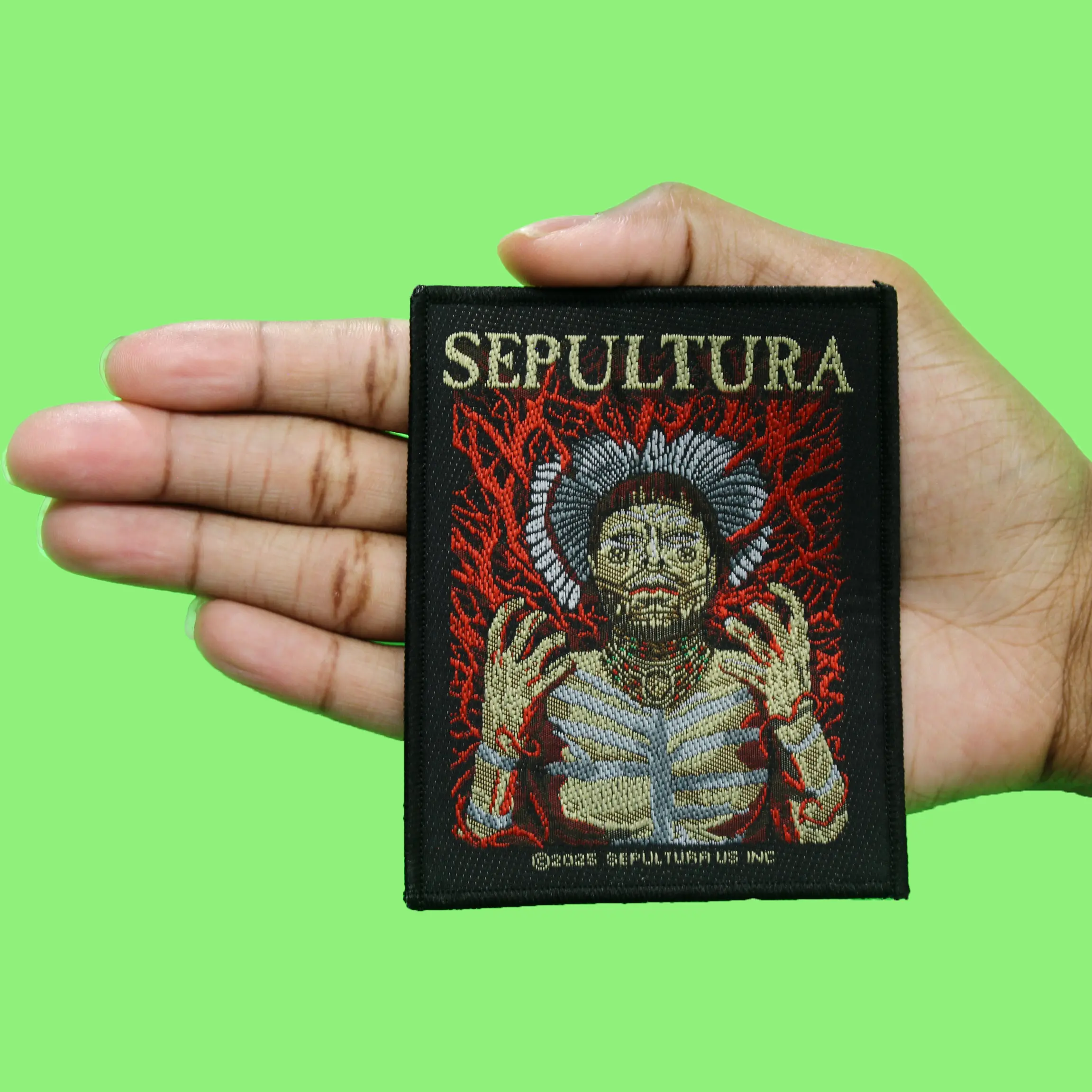 Sepultura Tribal Roots Patch Heavy Metal Band Woven Sew On - Image 2