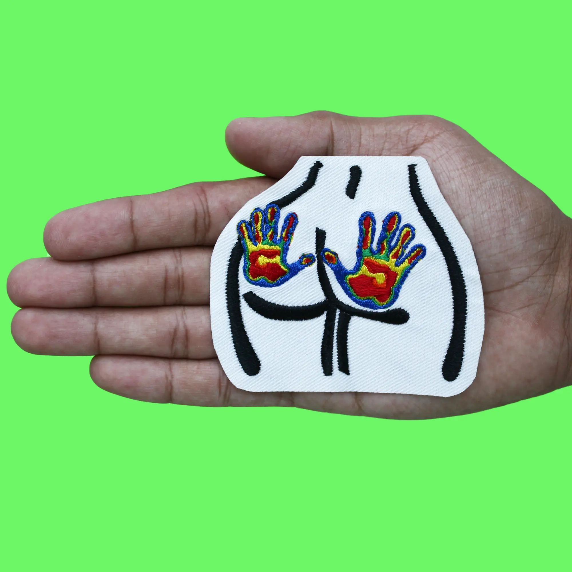 Sexy Thermal Butt Patch Hand Print Body Embroidered Iron On - Image 2
