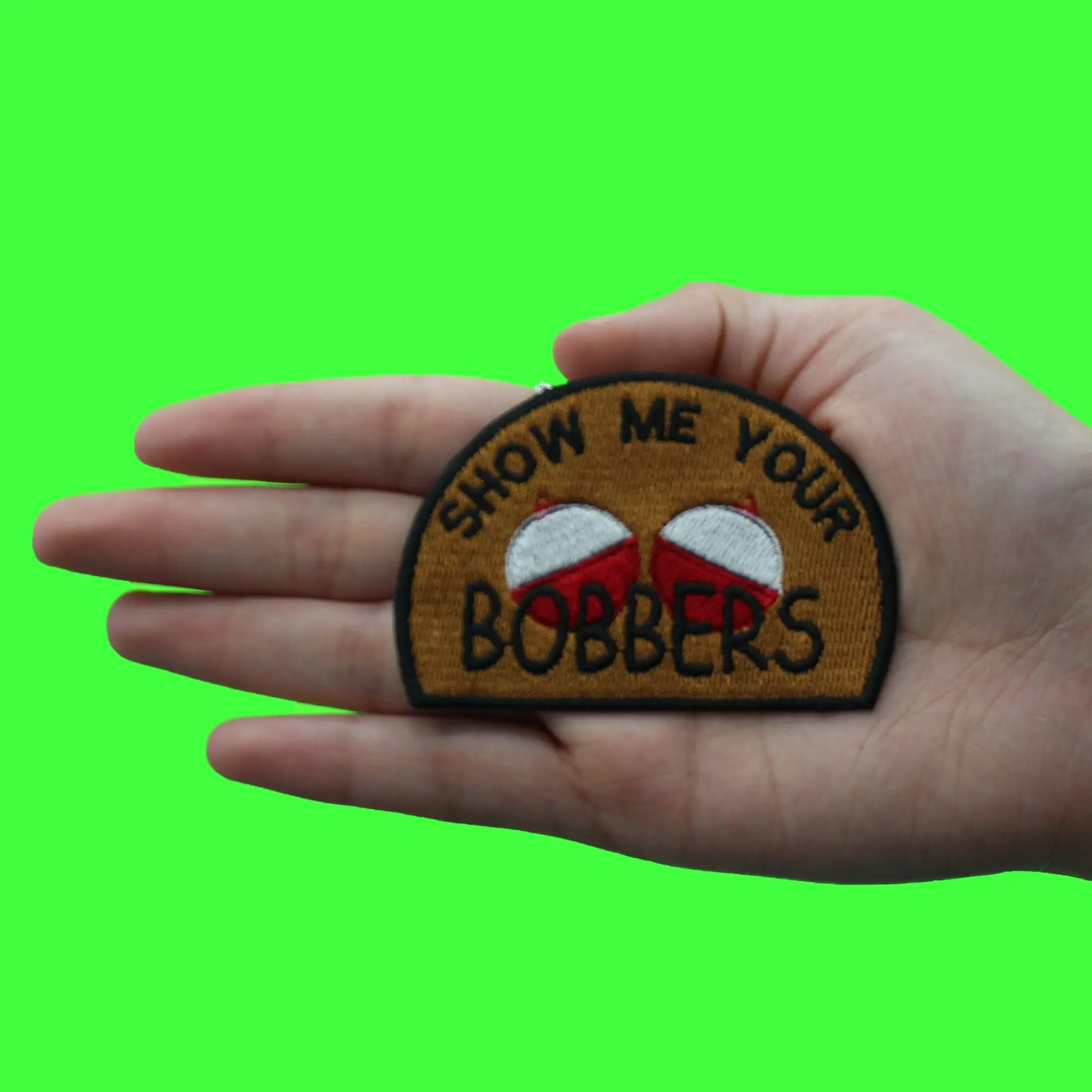 Show Me Your Bobbers Patch Funny Fishing Meme Embroidered Iron On - Image 2