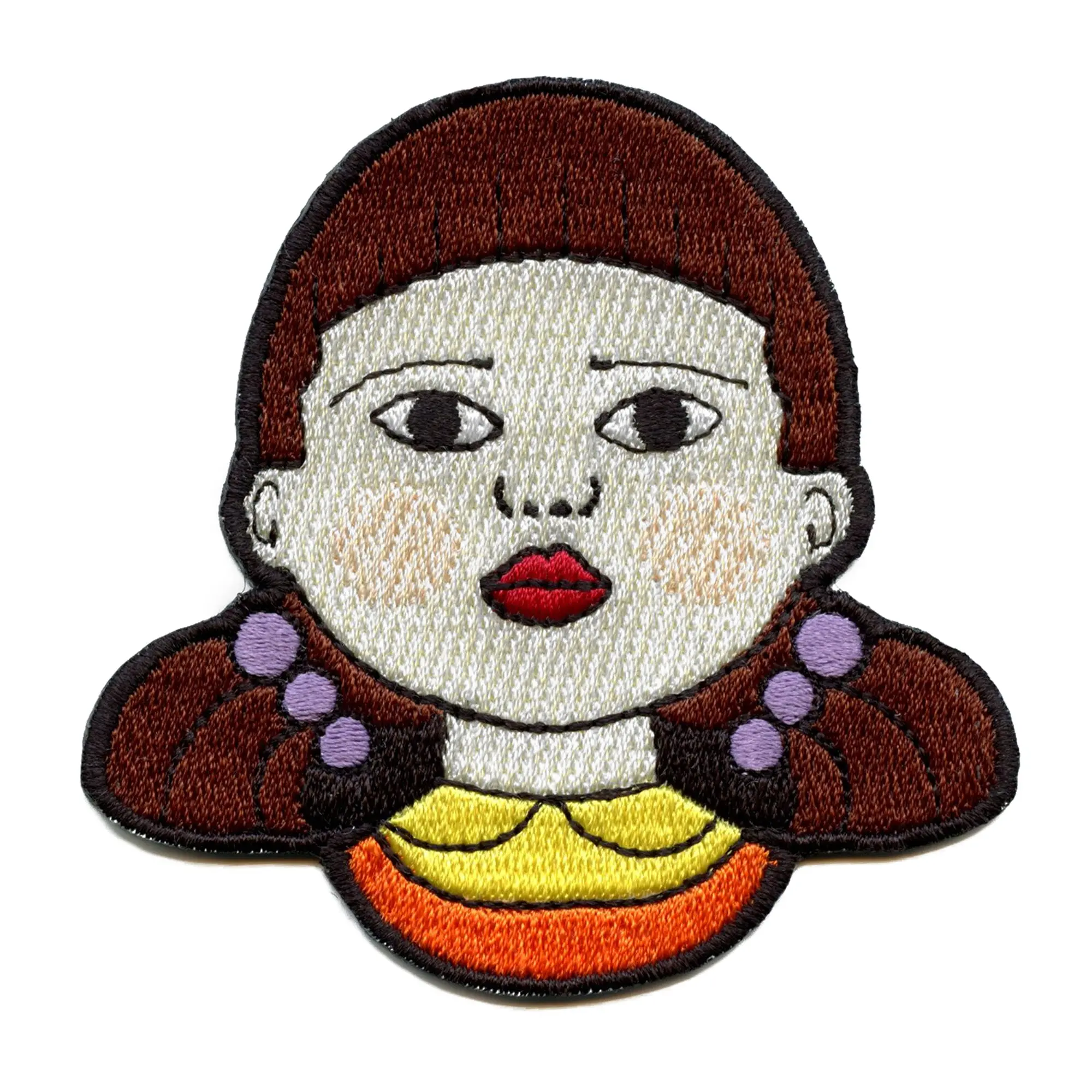 Singing Robot Doll Face Patch Red Green Light Game Embroidered Iron On