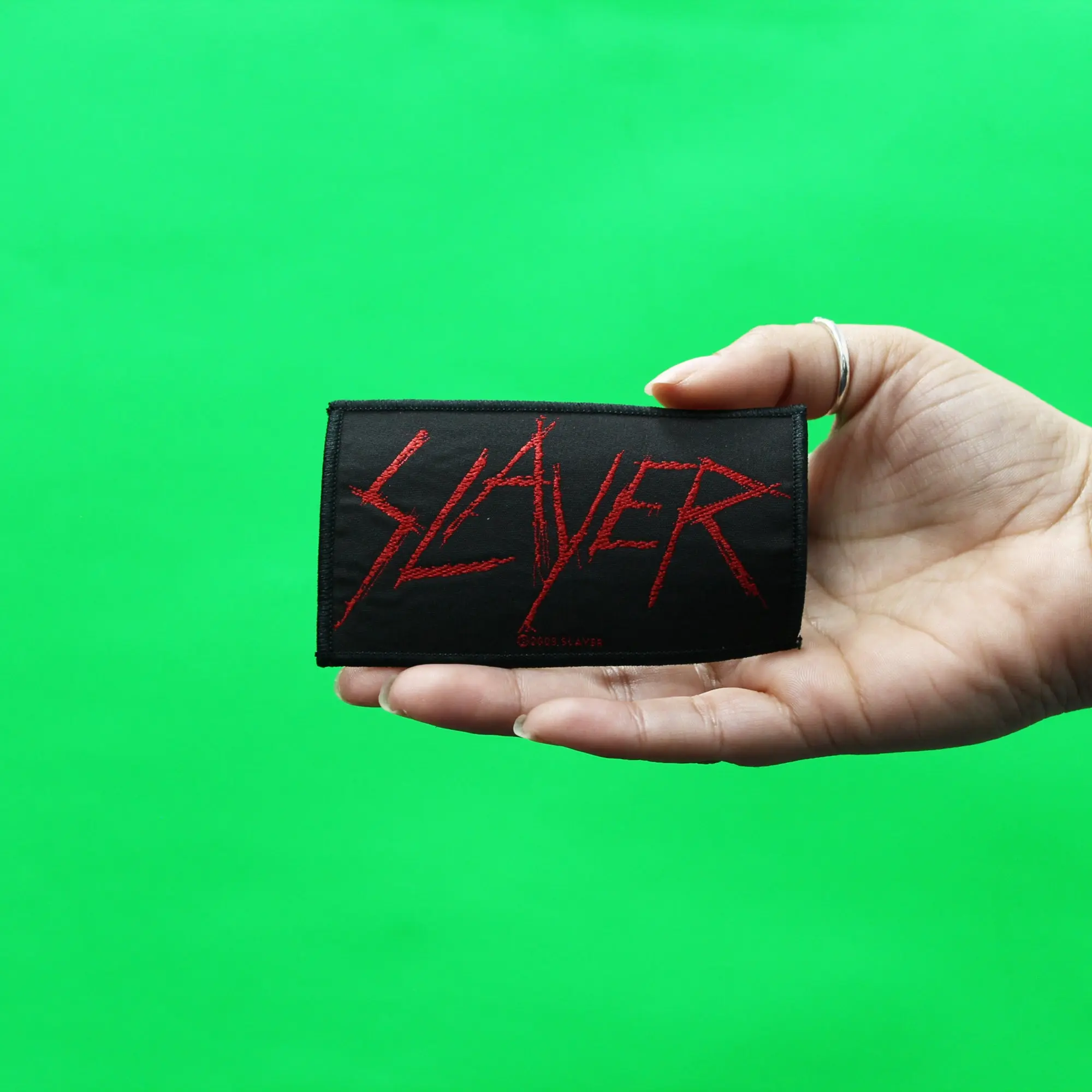 Slayer Slash Red Logo Patch Metal Rock Band Woven Sew On - Image 2