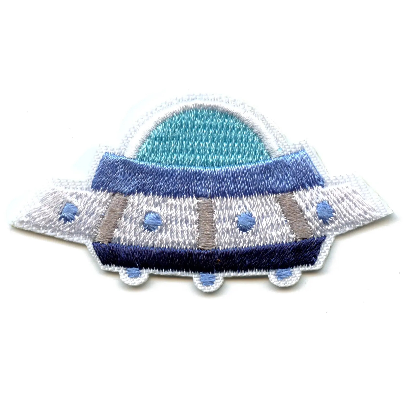 Small Blue UFO Alien Spaceship Embroidered Iron On Patch