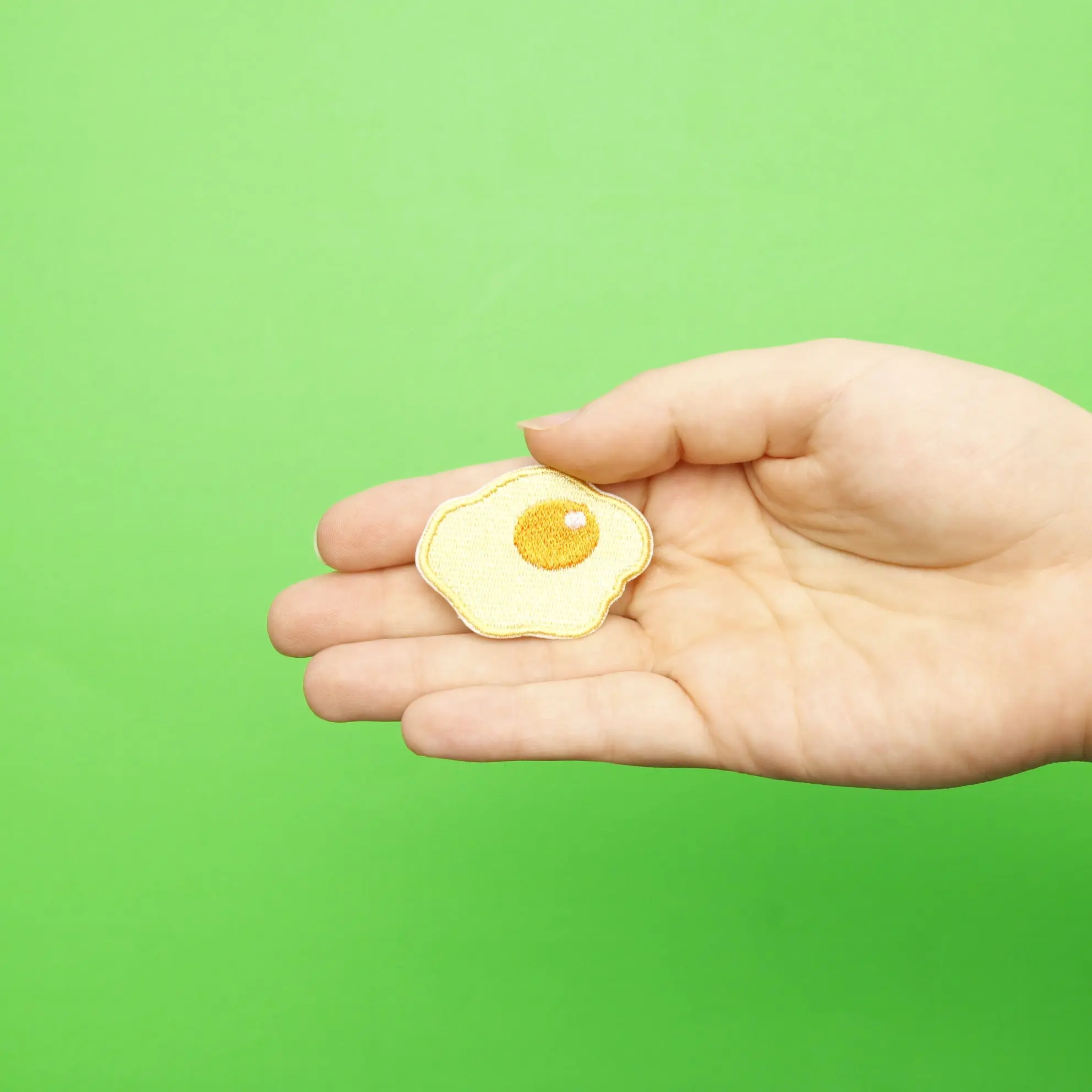 Small Fried Egg Embroidered Iron On Patch - Image 2