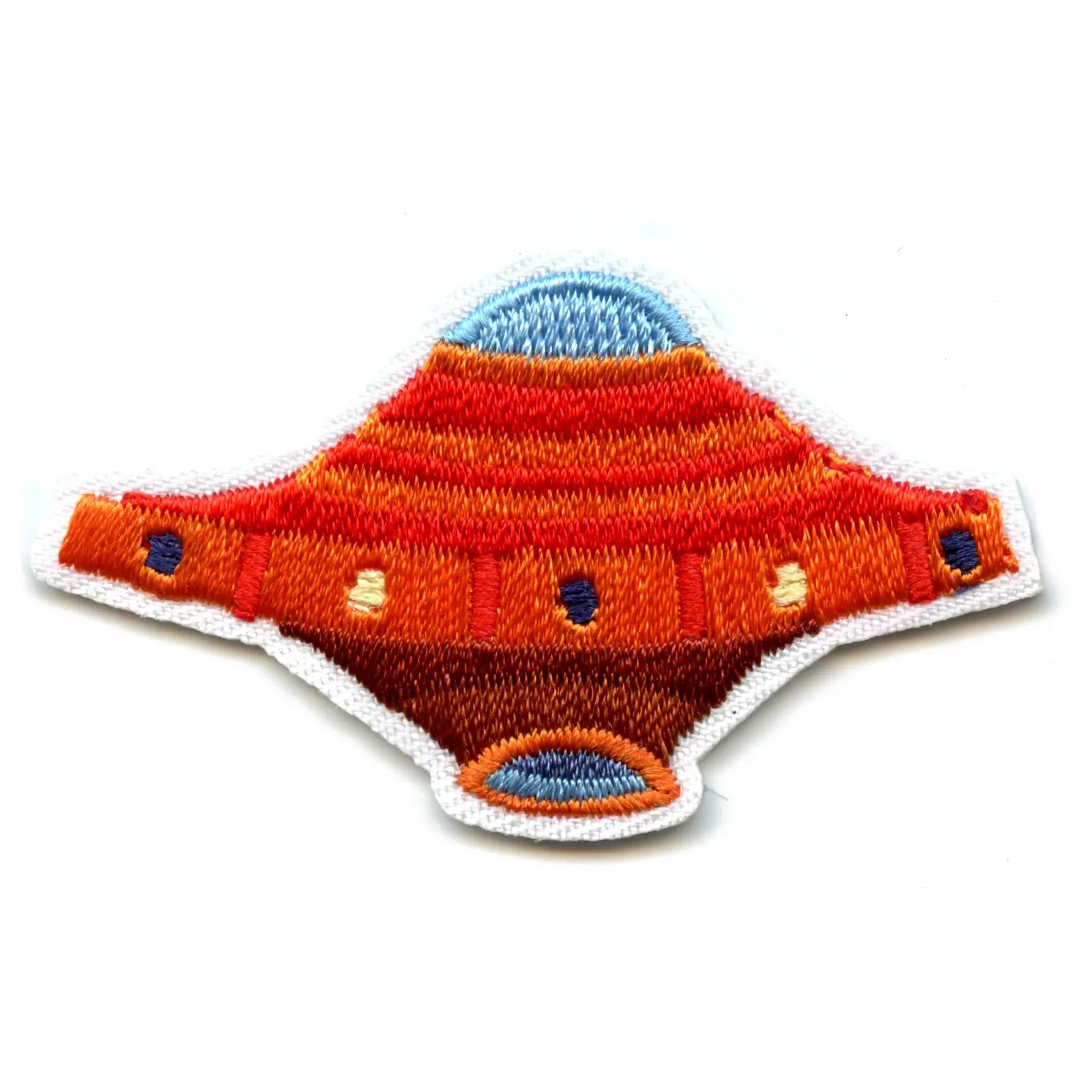 Small Orange UFO Alien Spaceship Embroidered Iron On Patch