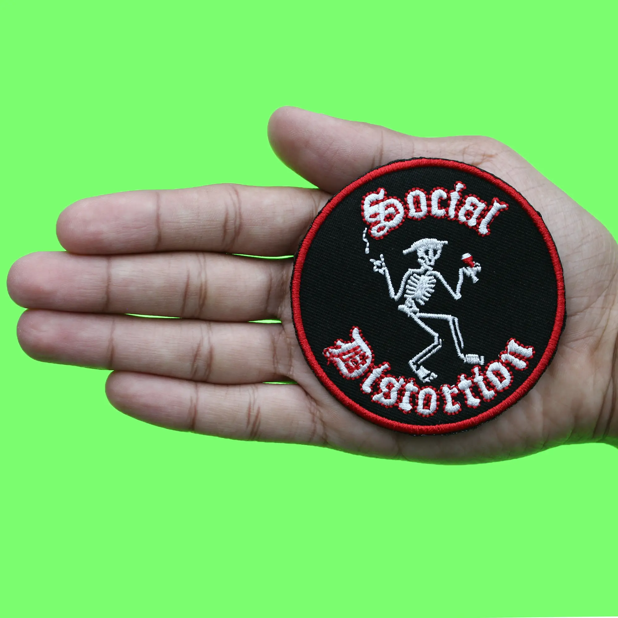 Social Distortion Drinking Skelly Patch Punk Rock Music Embroidered Iron On - Image 2